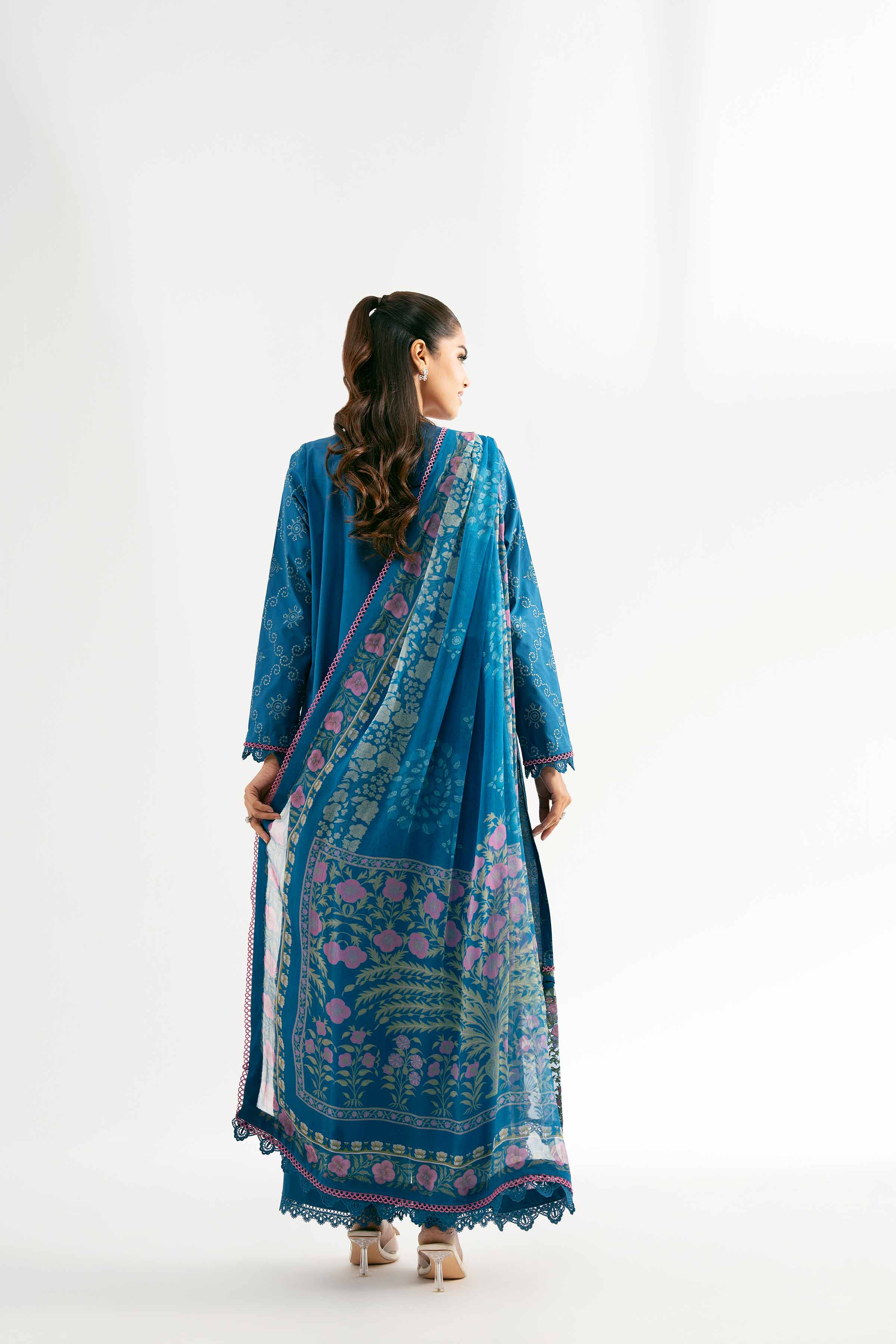 Nishat UK - Blue Embroidered Cambric 3 Pieces unstitched suit