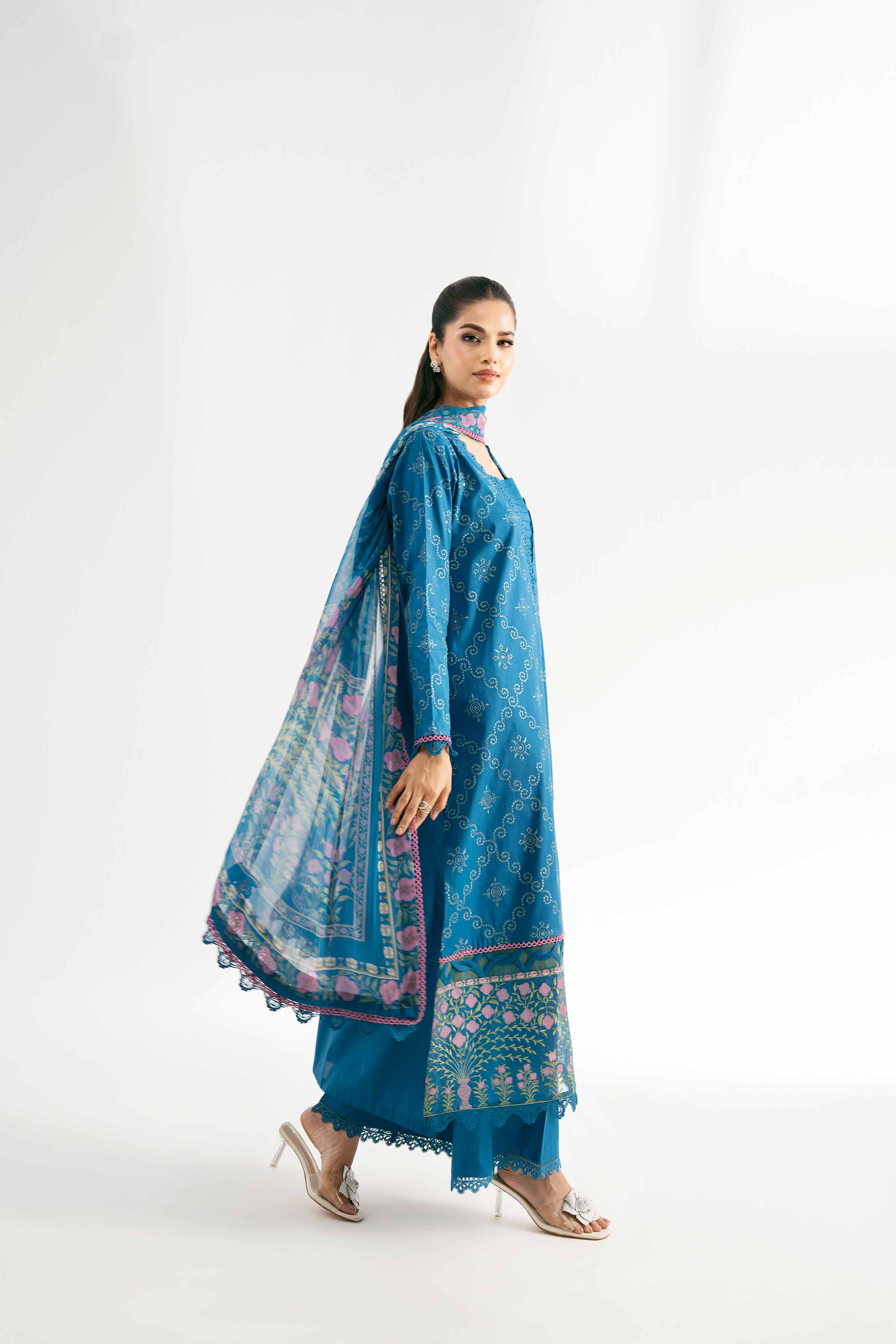 Nishat UK - Blue Embroidered Cambric 3 Pieces unstitched suit