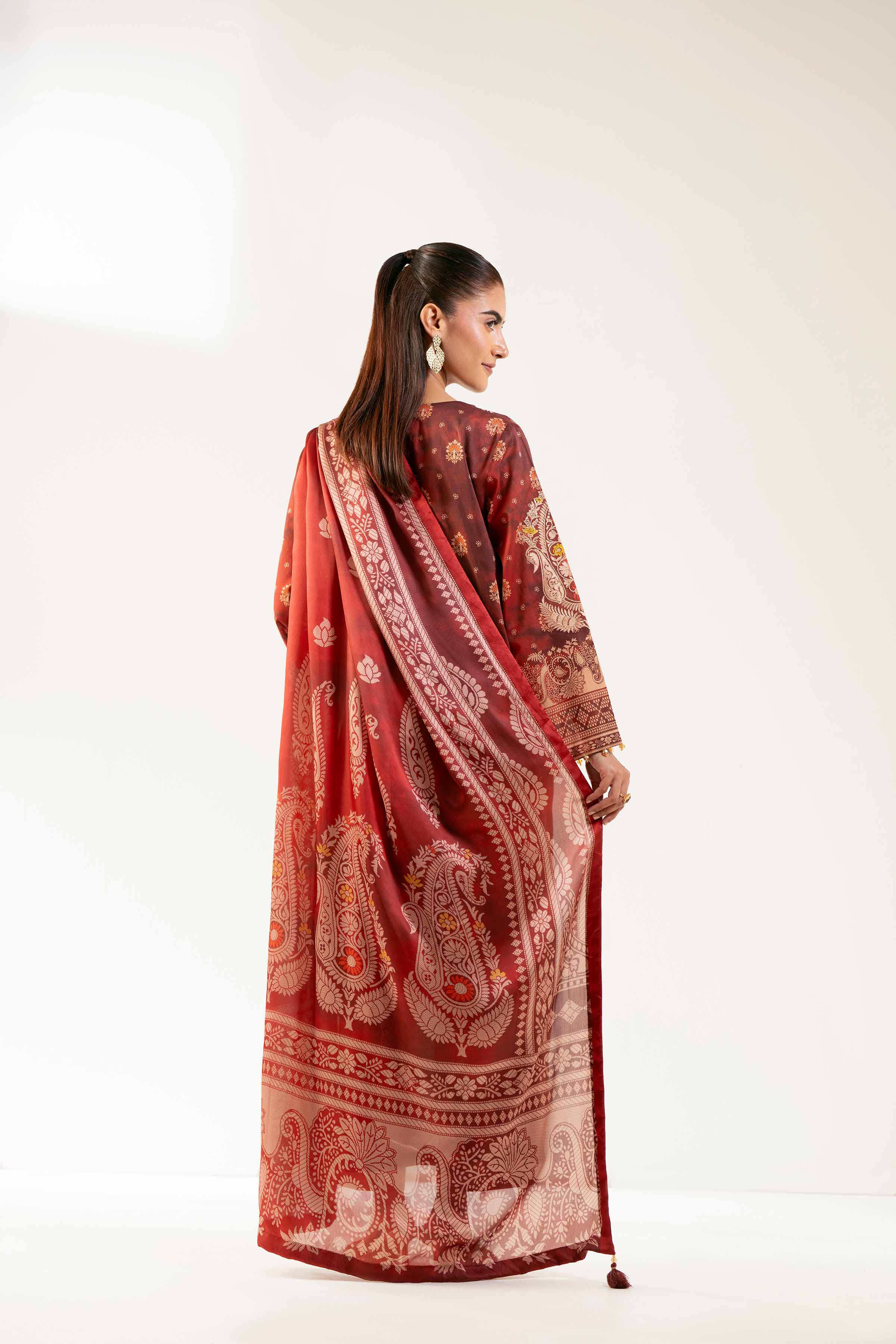 Nishat UK - Red Embroidered Lawn 3 Pieces unstitched suit