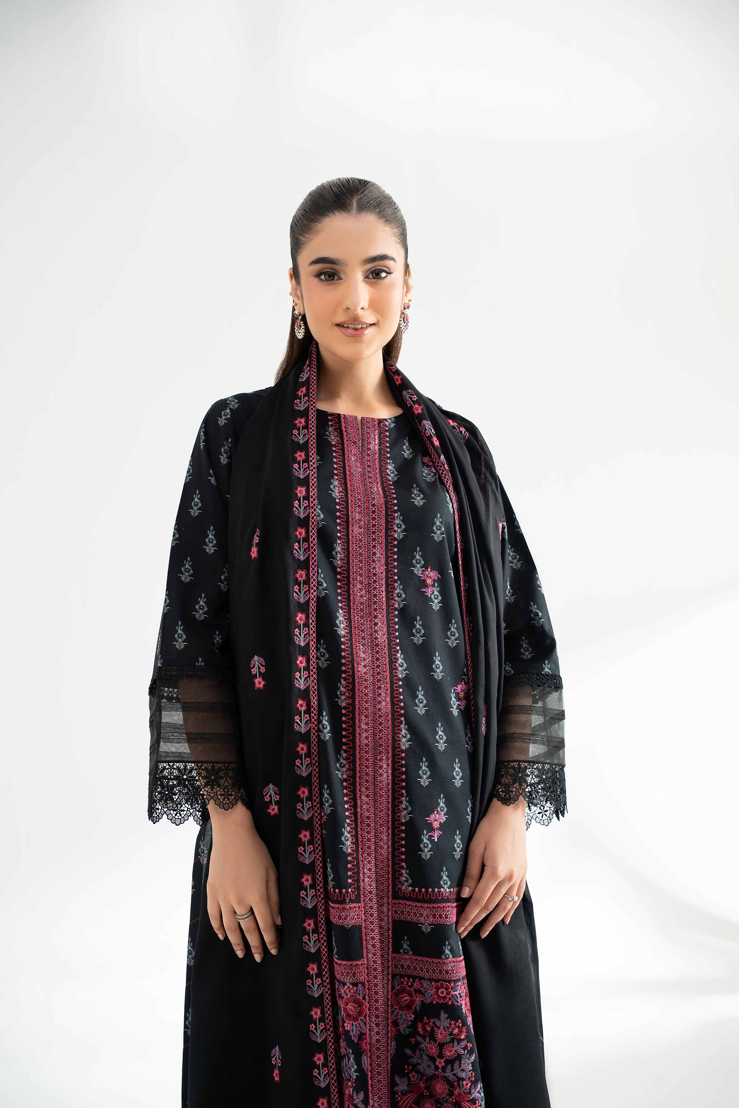 Nishat UK - Black Embroidered Cambric 3 Pieces unstitched suit