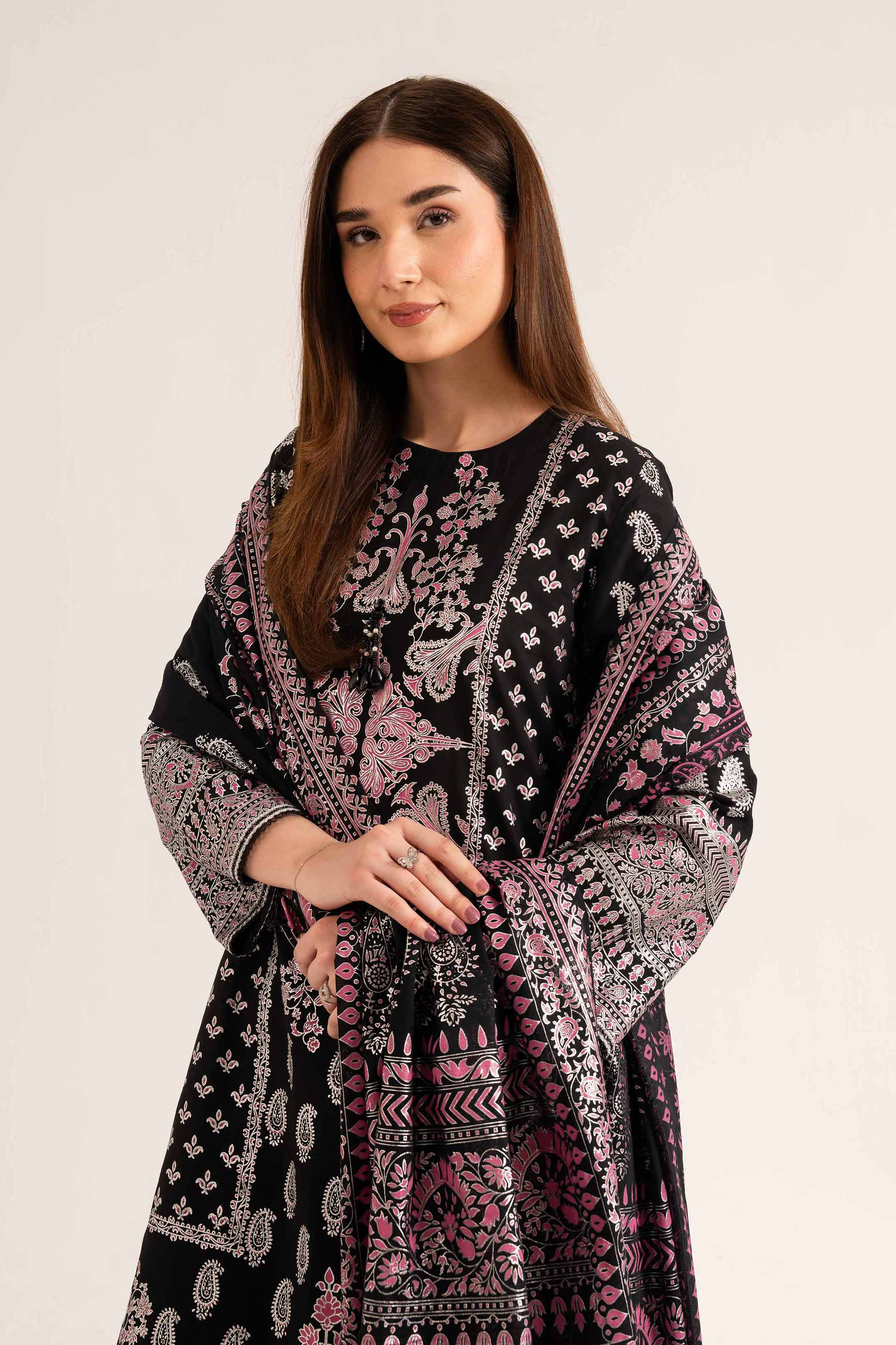 Nishat UK - Black Printed Lawn 3 Pieces unstitched suit