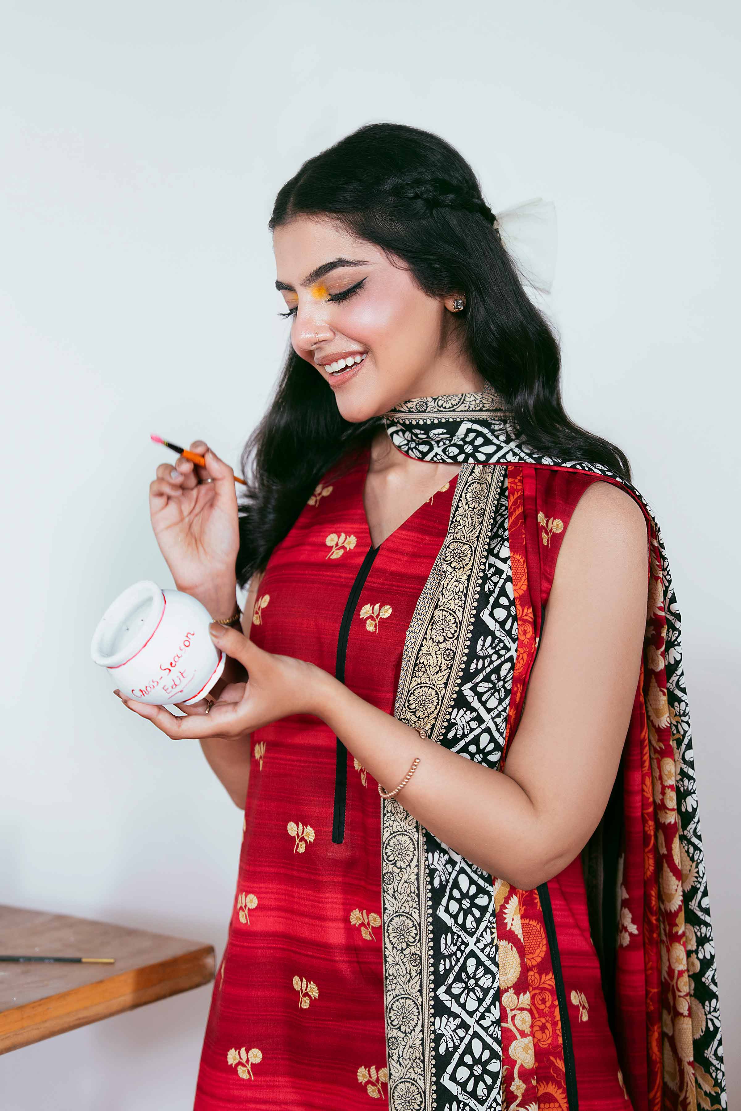 Nishat UK - Orange Printed Cambric 3 Pieces unstitched suit