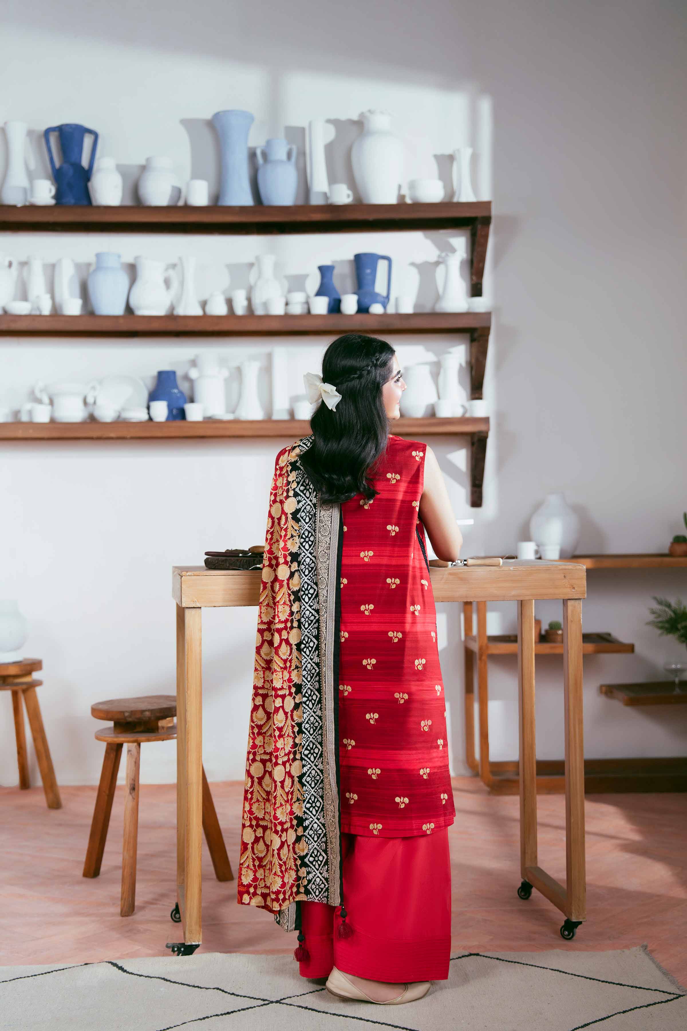 Nishat UK - Orange Printed Cambric 3 Pieces unstitched suit