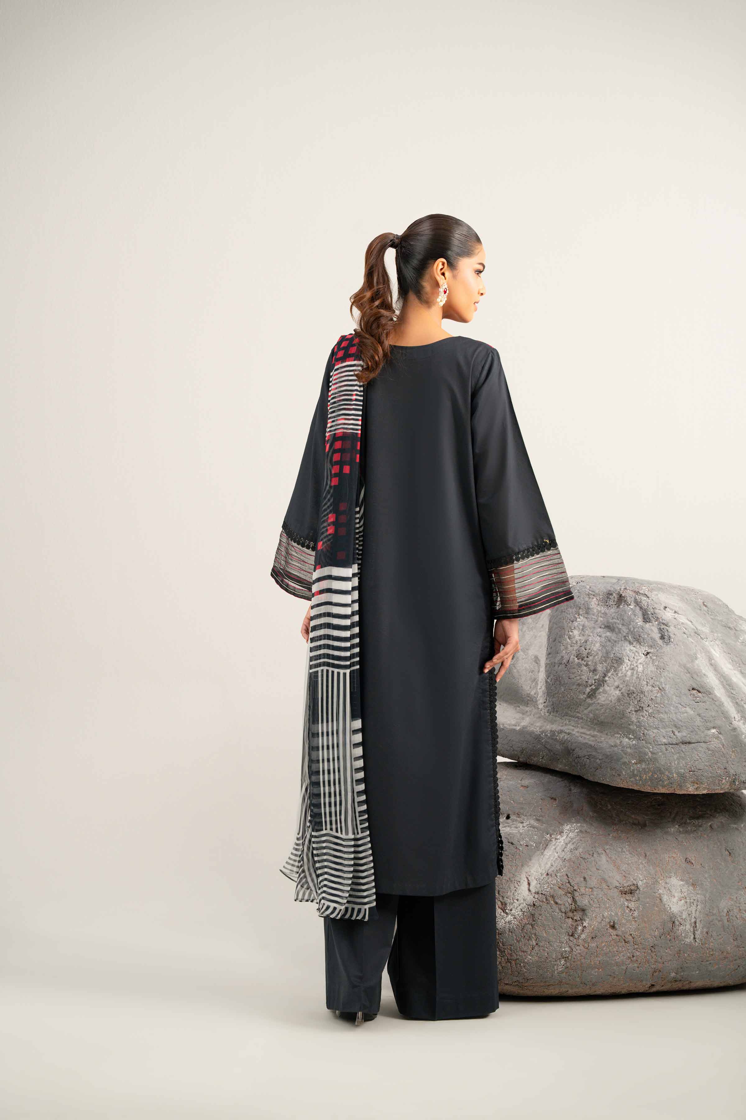 Nishat UK - Black Embroidered Cambric 3 Pieces unstitched suit