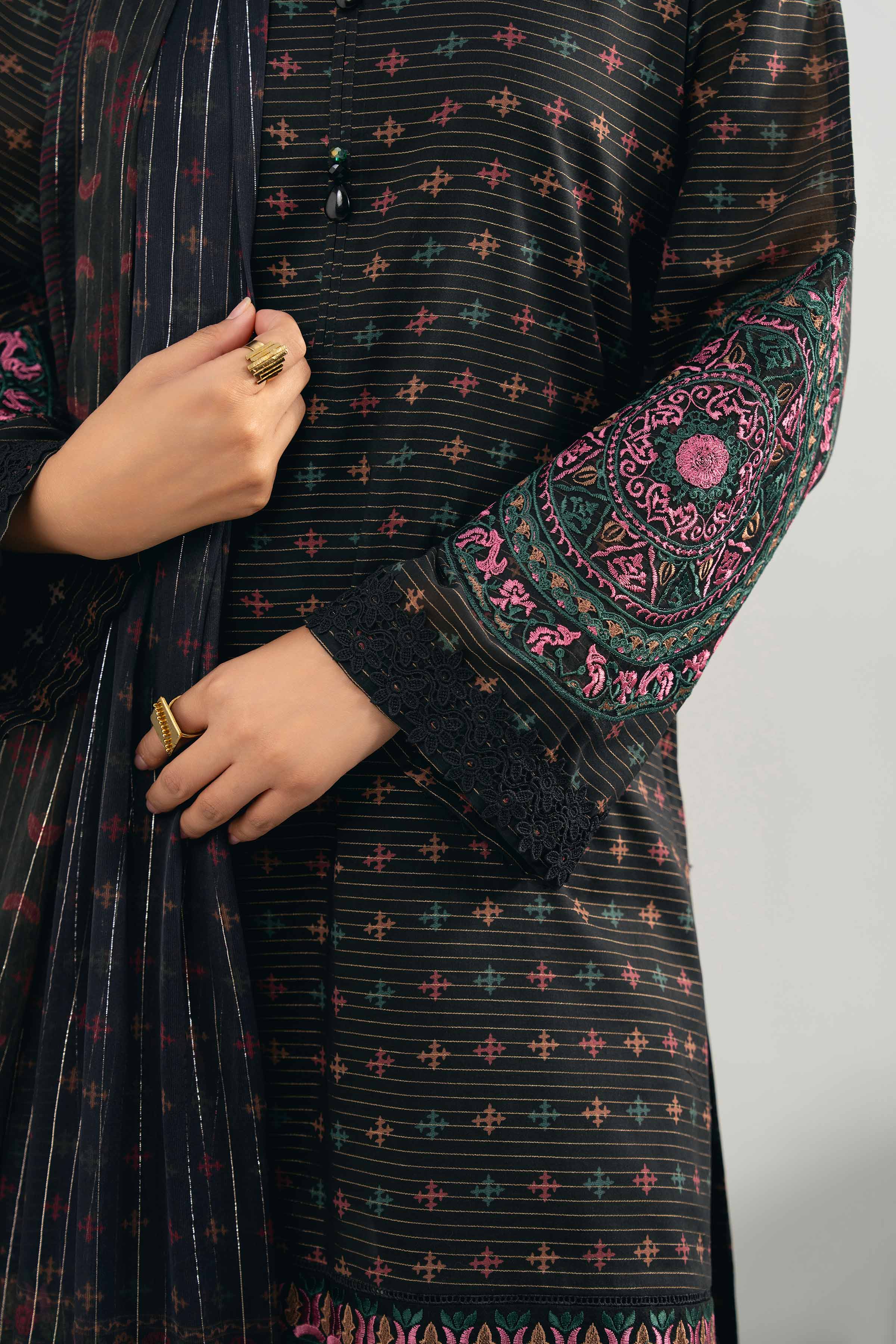 Nishat UK - Black Embroidered Lawn 3 Pieces unstitched suit
