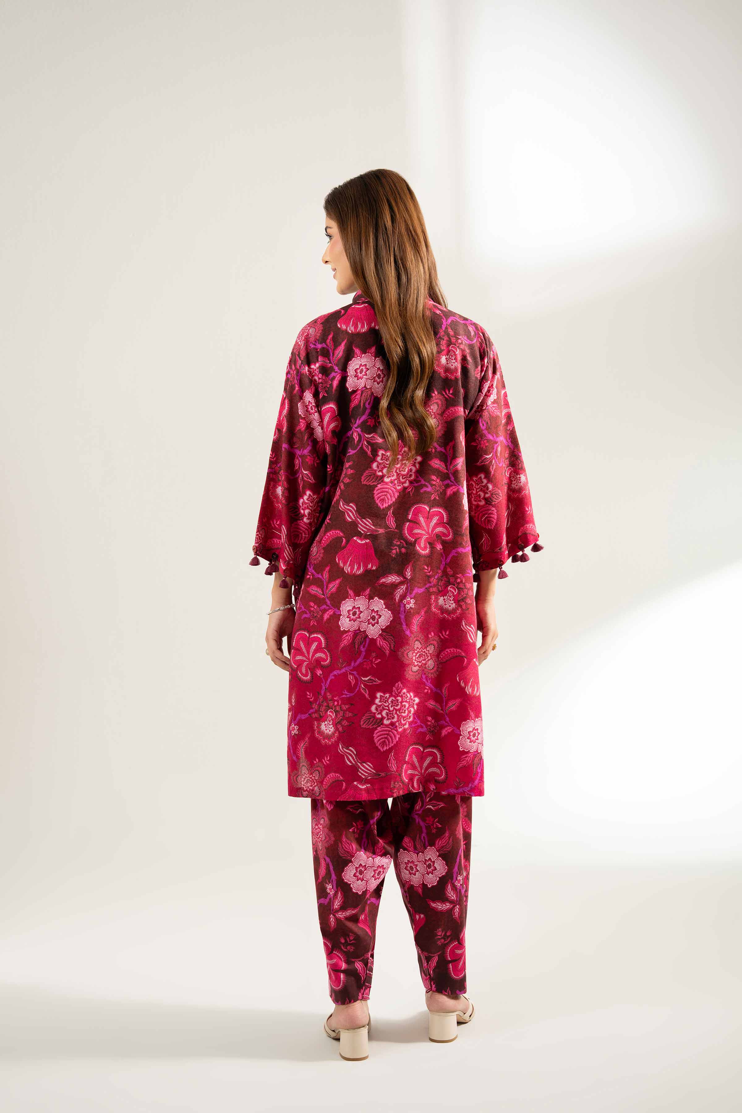 Nishat UK - Maroon Printed Viscose 2 Pieces unstitched suit