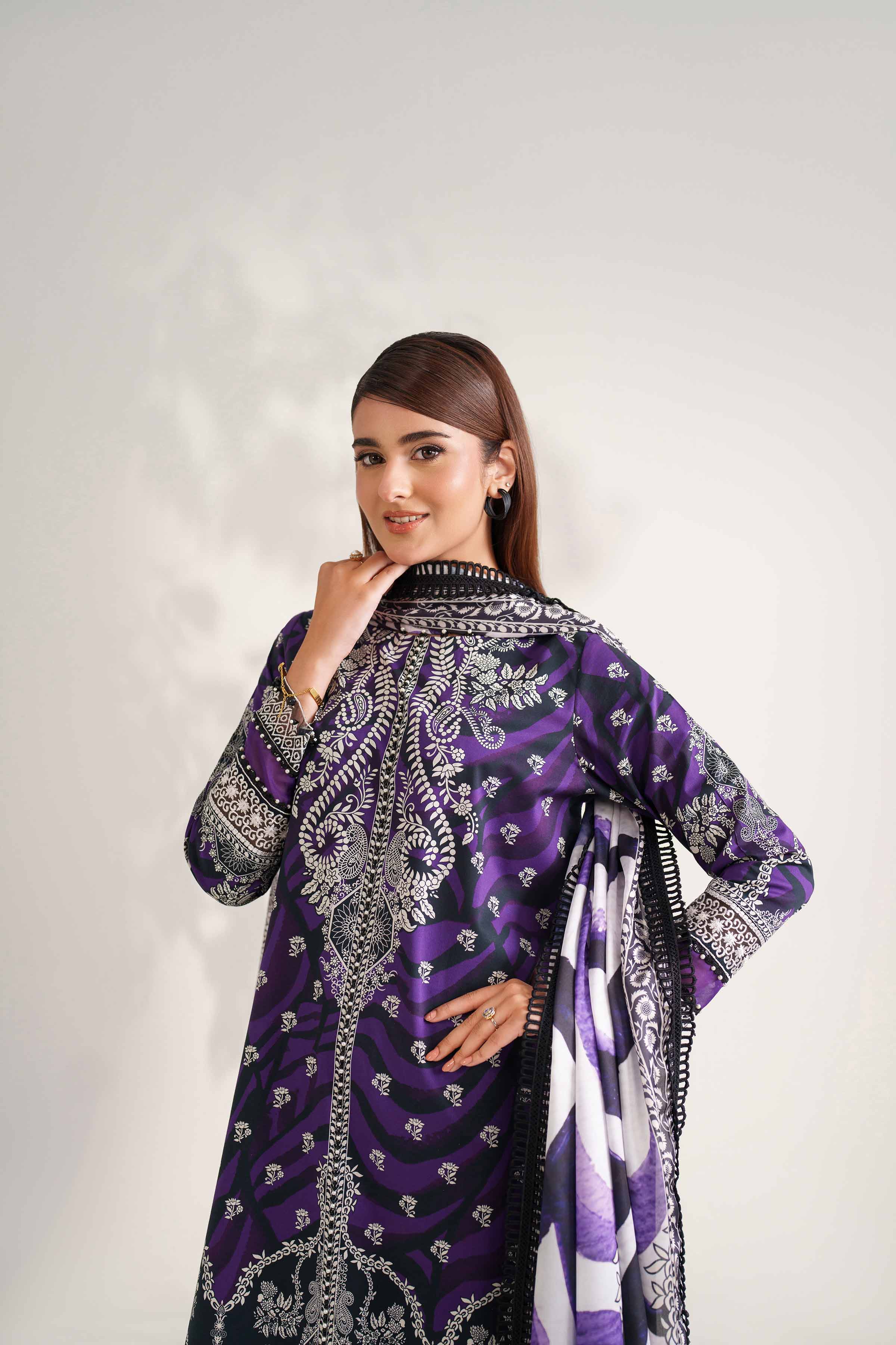Nishat UK - Purple Embroidered Cambric 3 Pieces unstitched suit