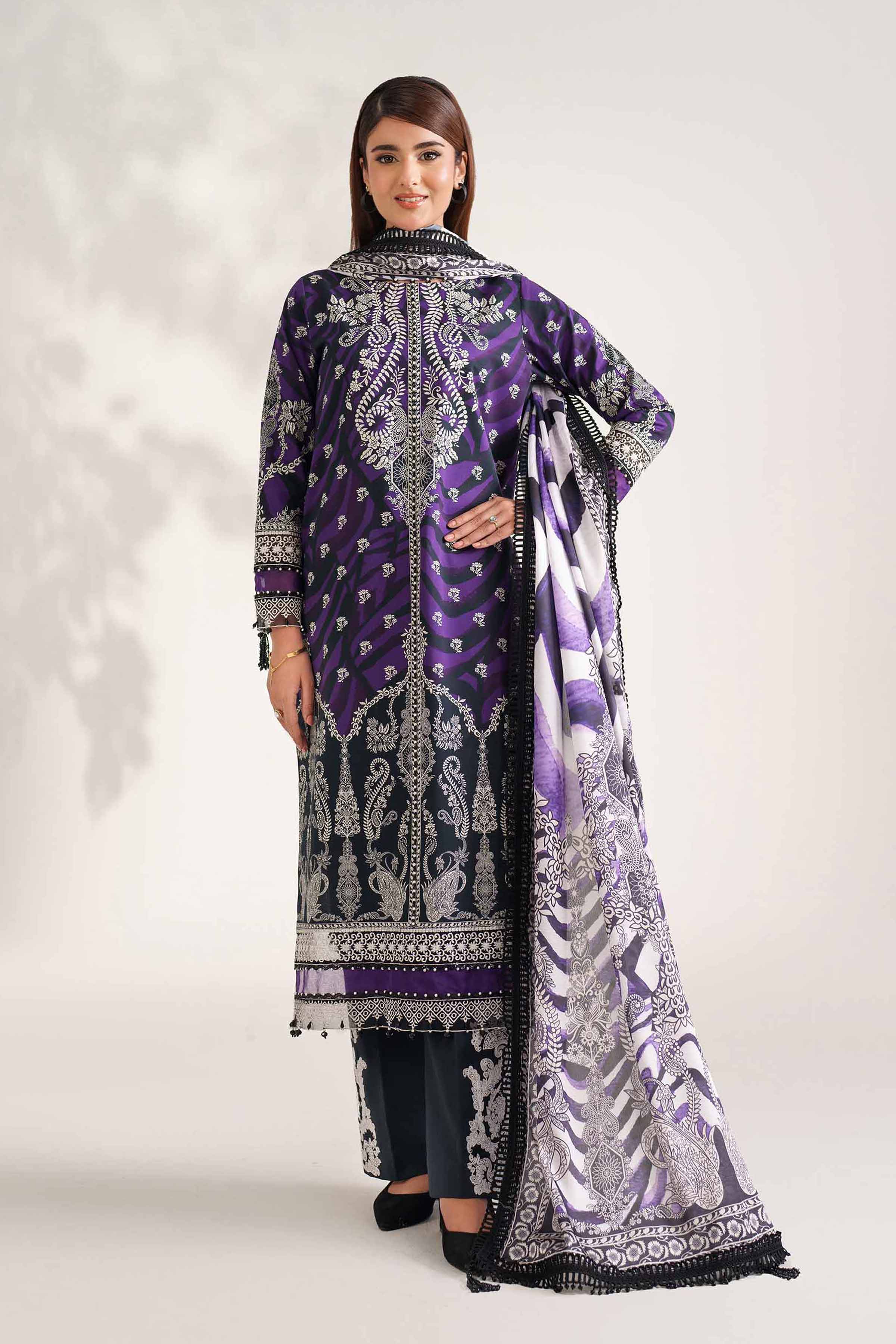 Nishat UK - Purple Embroidered Cambric 3 Pieces unstitched suit