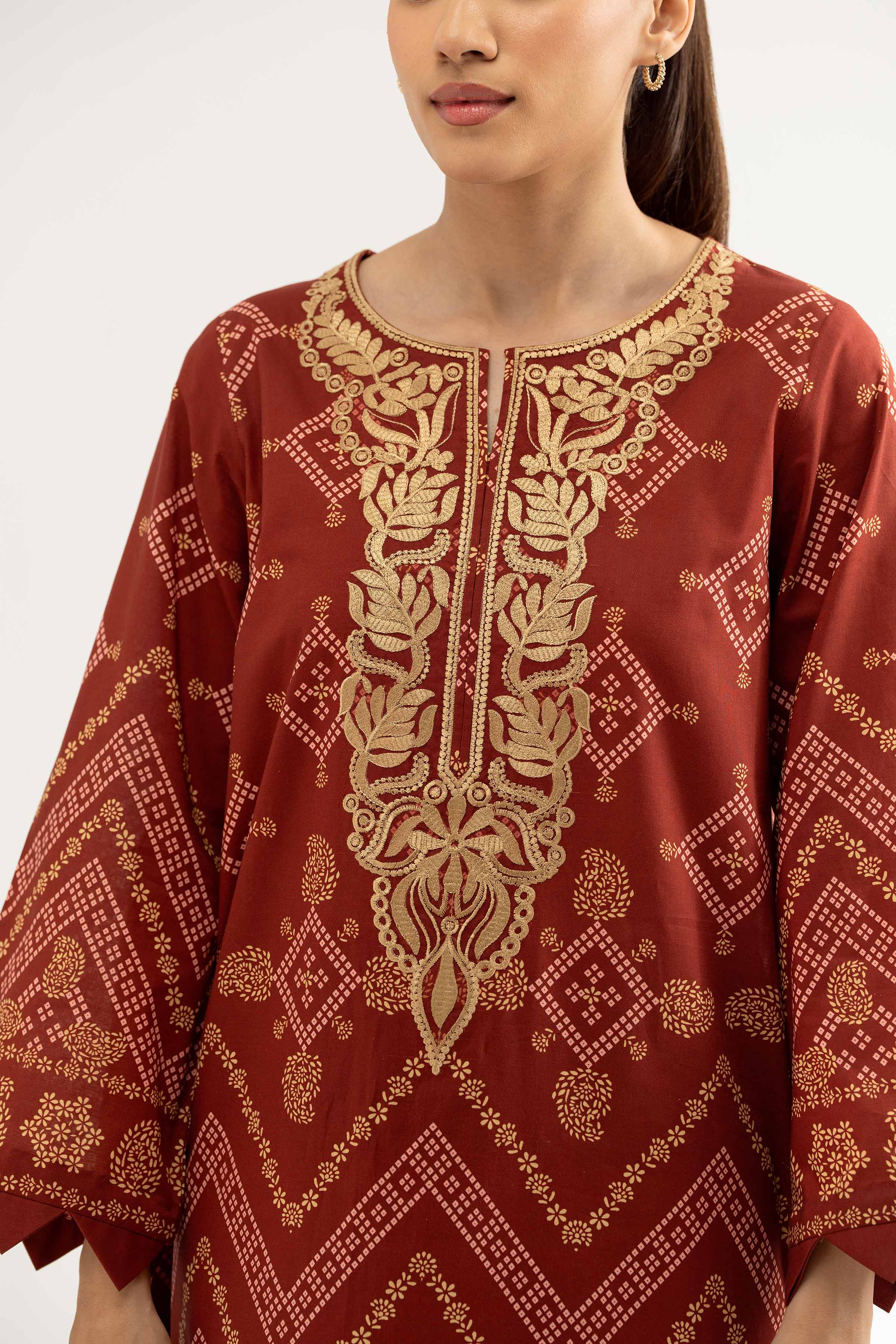 Nishat UK - Maroon Embroidered Cambric 3 Pieces unstitched suit