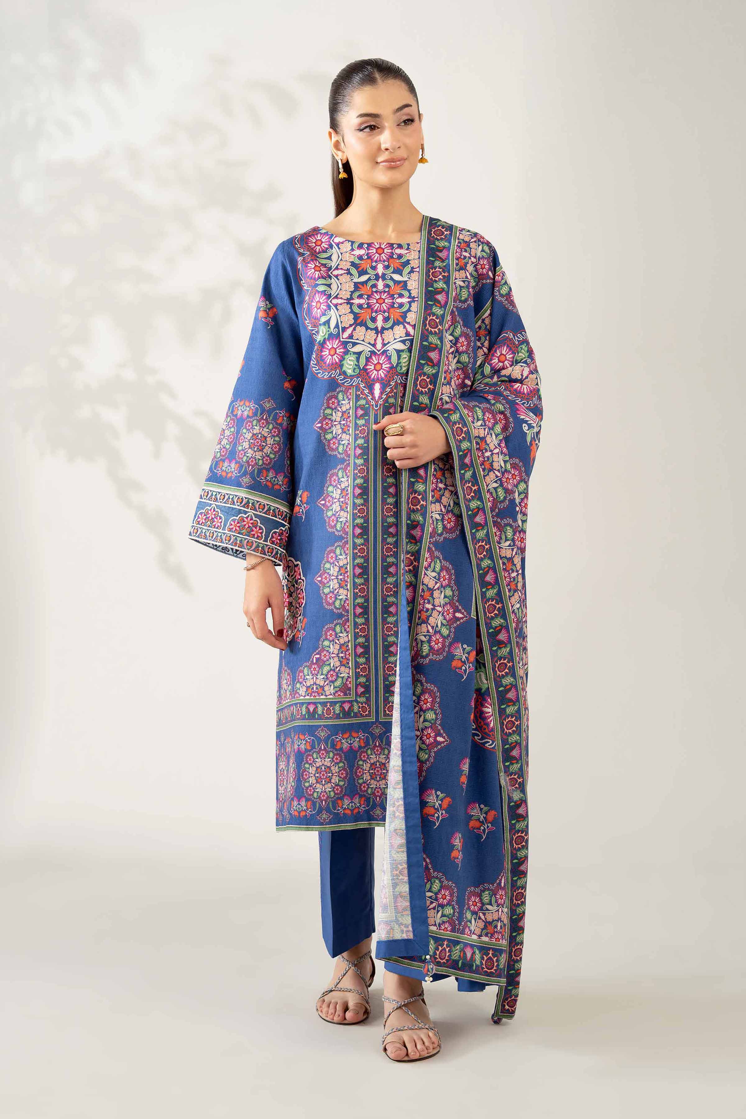Nishat UK - Blue Embroidered Jacquard 3 Pieces unstitched suit