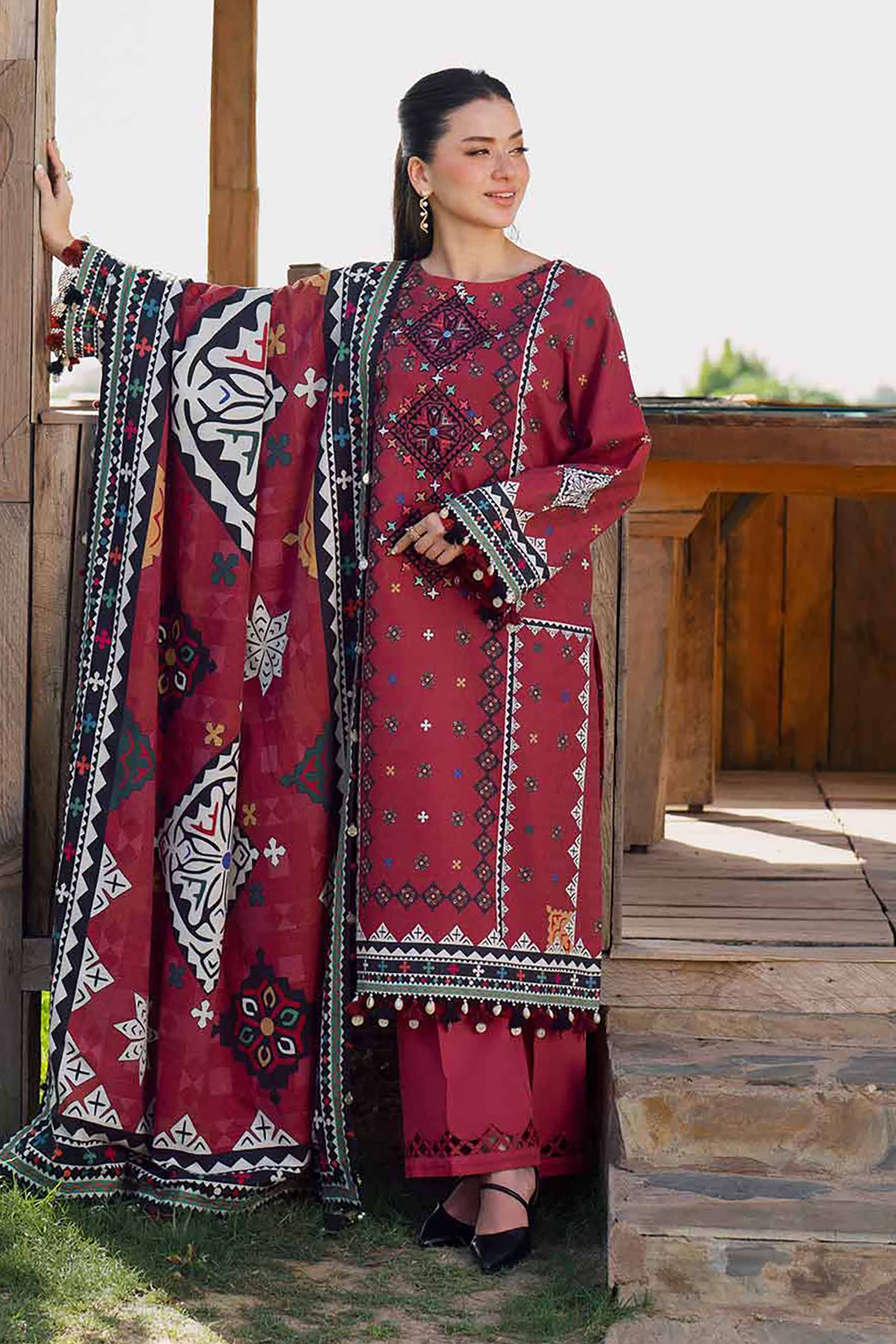 Nishat UK - Pink Embroidered Jacquard 3 Pieces unstitched suit