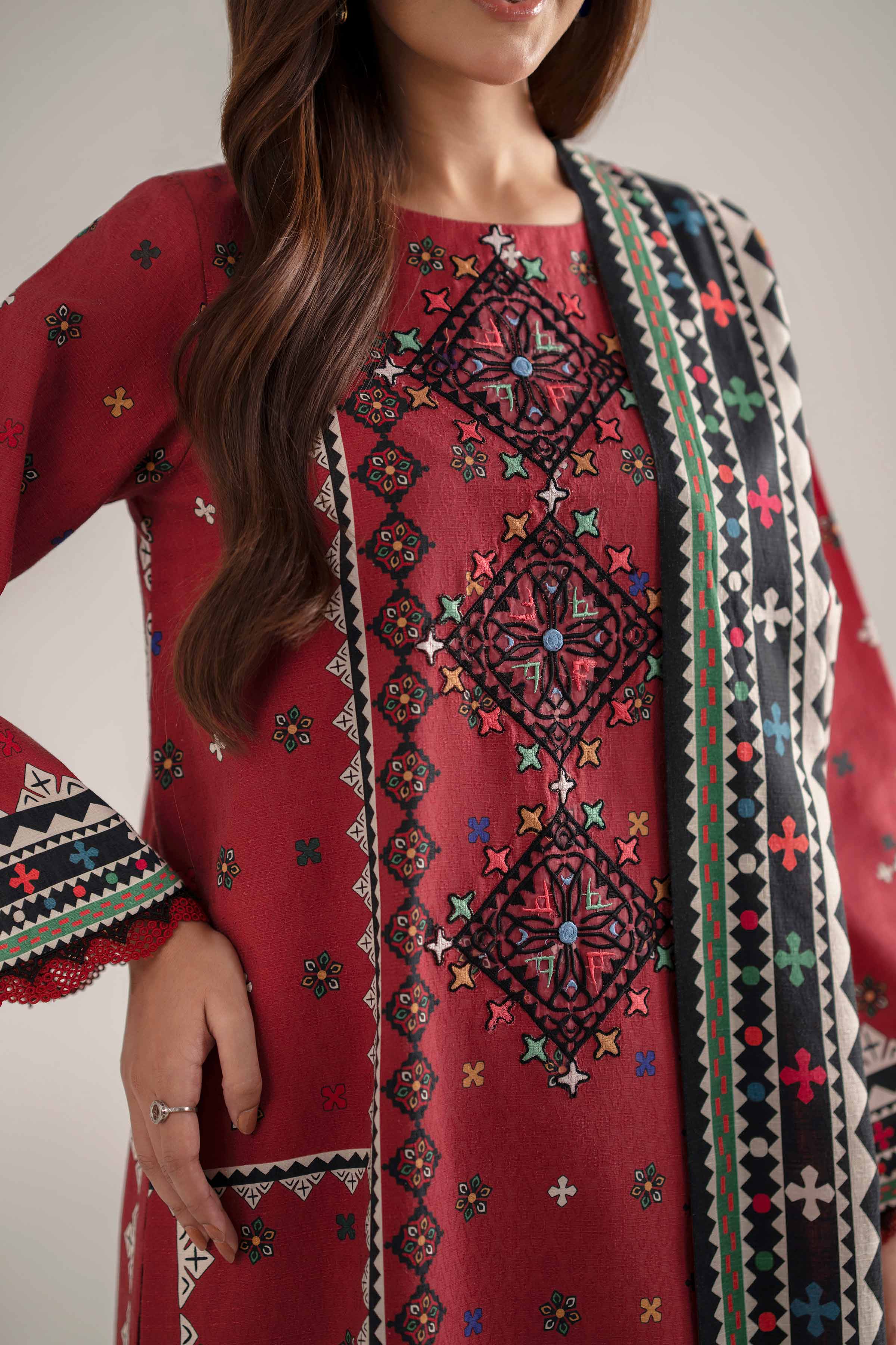 Nishat UK - Pink Embroidered Jacquard 3 Pieces unstitched suit