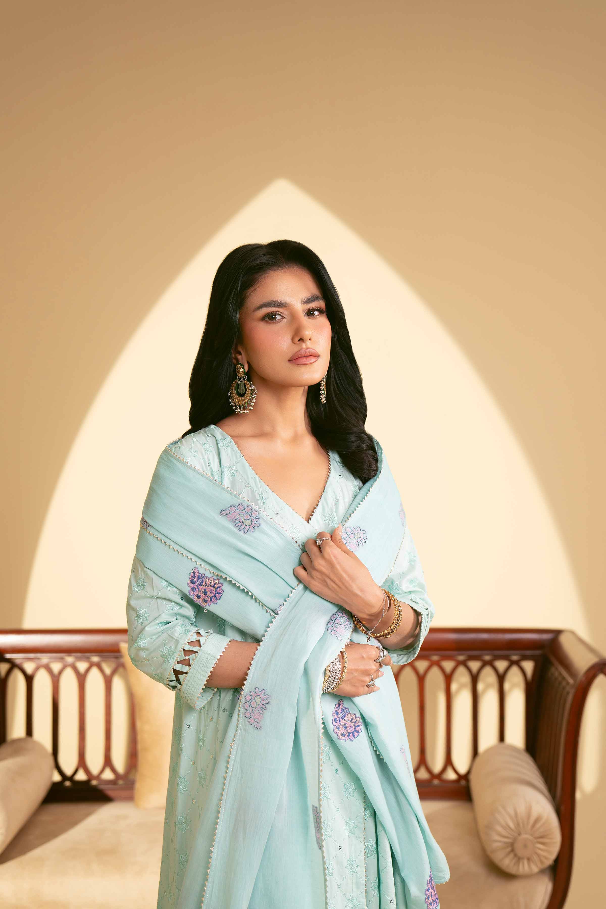 NishatUK - Aqua Embroidered Cambric 3-piece unstitched Suit