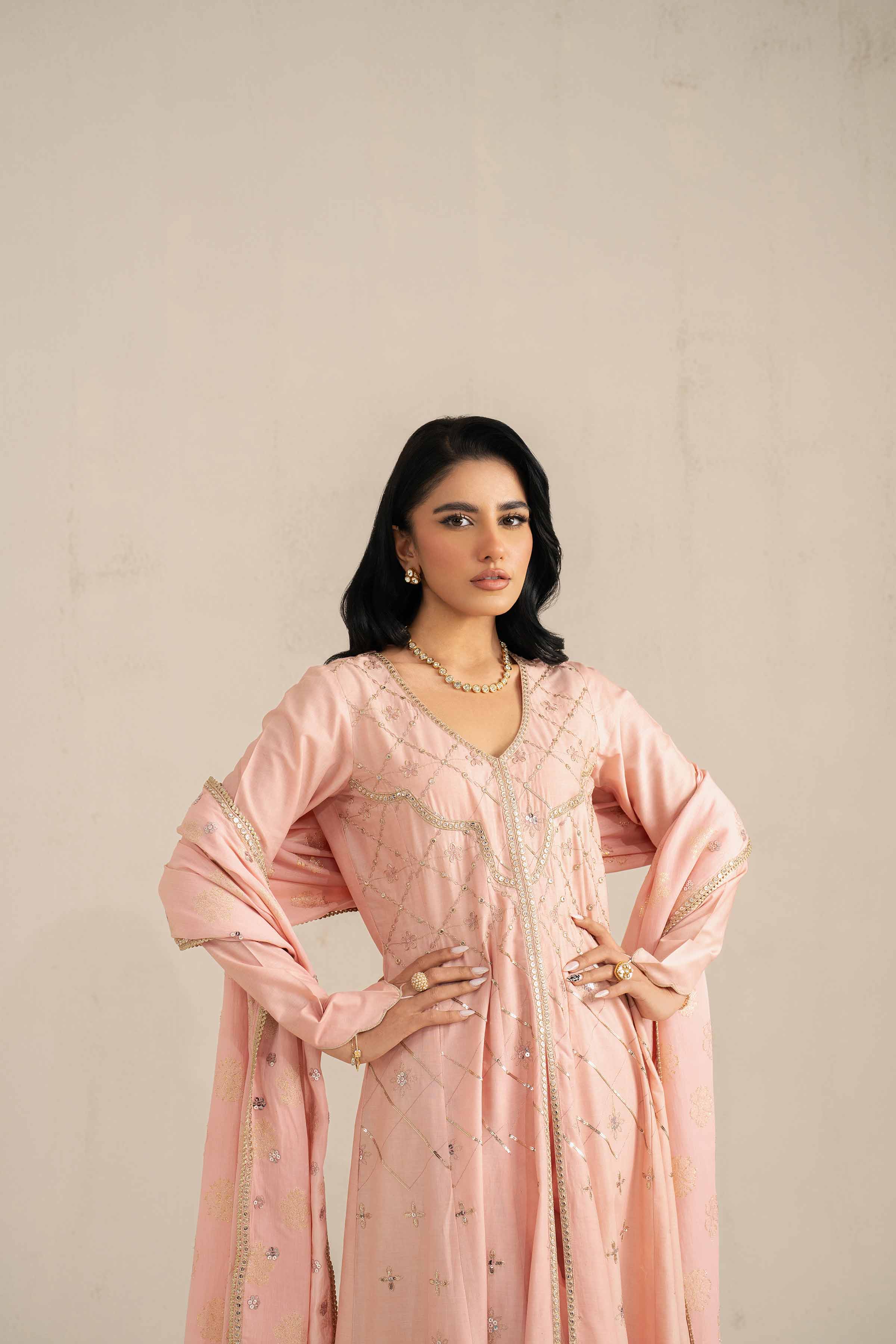 NishatUK - Pink Embroidered Cambric 3-piece unstitched Suit