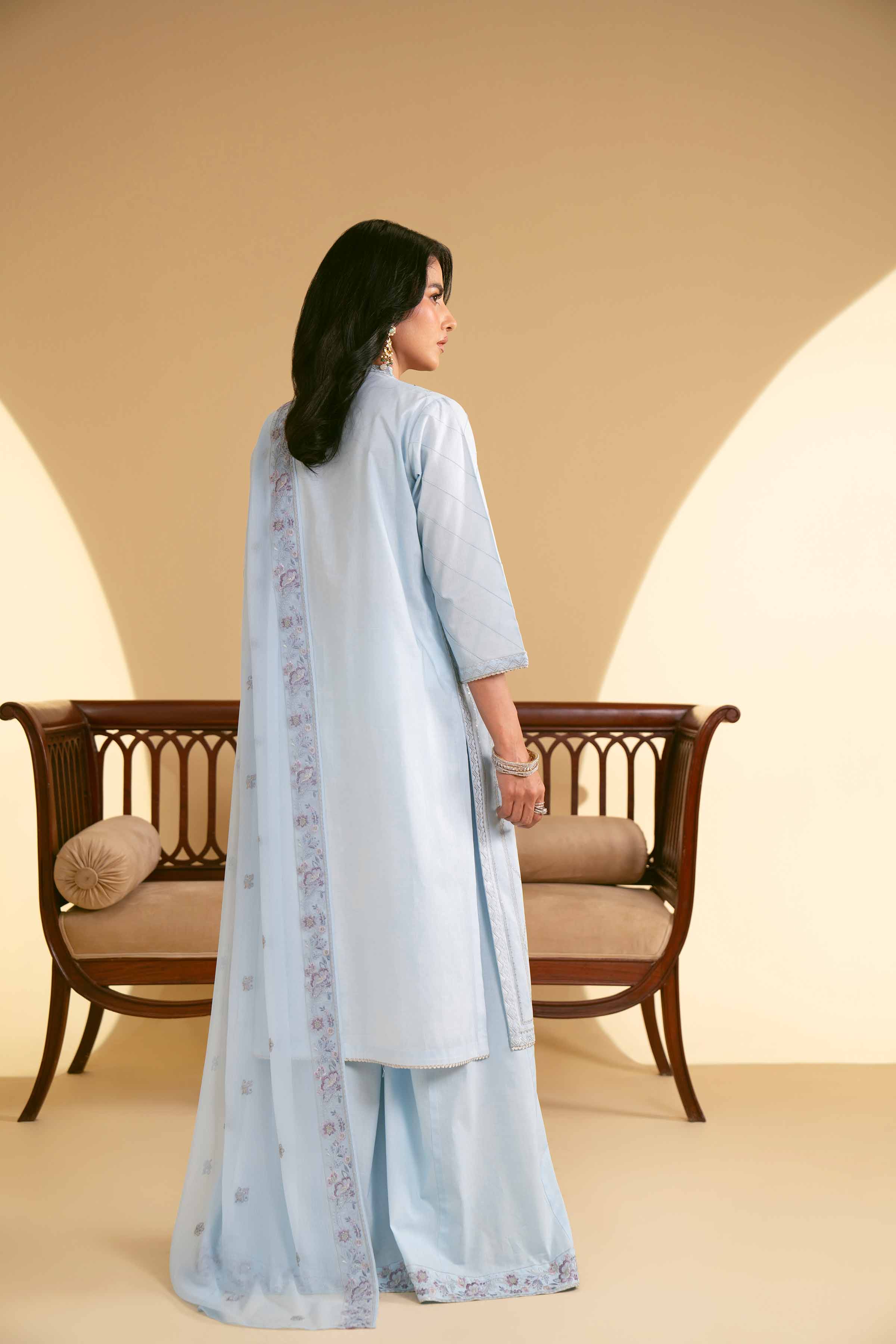 NishatUK - Sky Blue Embroidered Cambric 3-piece unstitched Suit