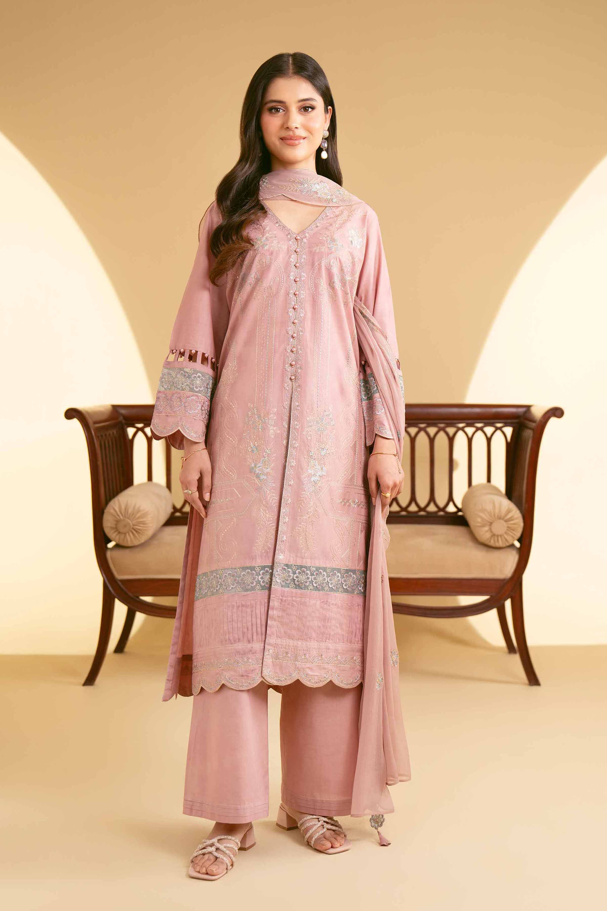 NishatUK - Purple Embroidered Cambric 3-piece unstitched Suit