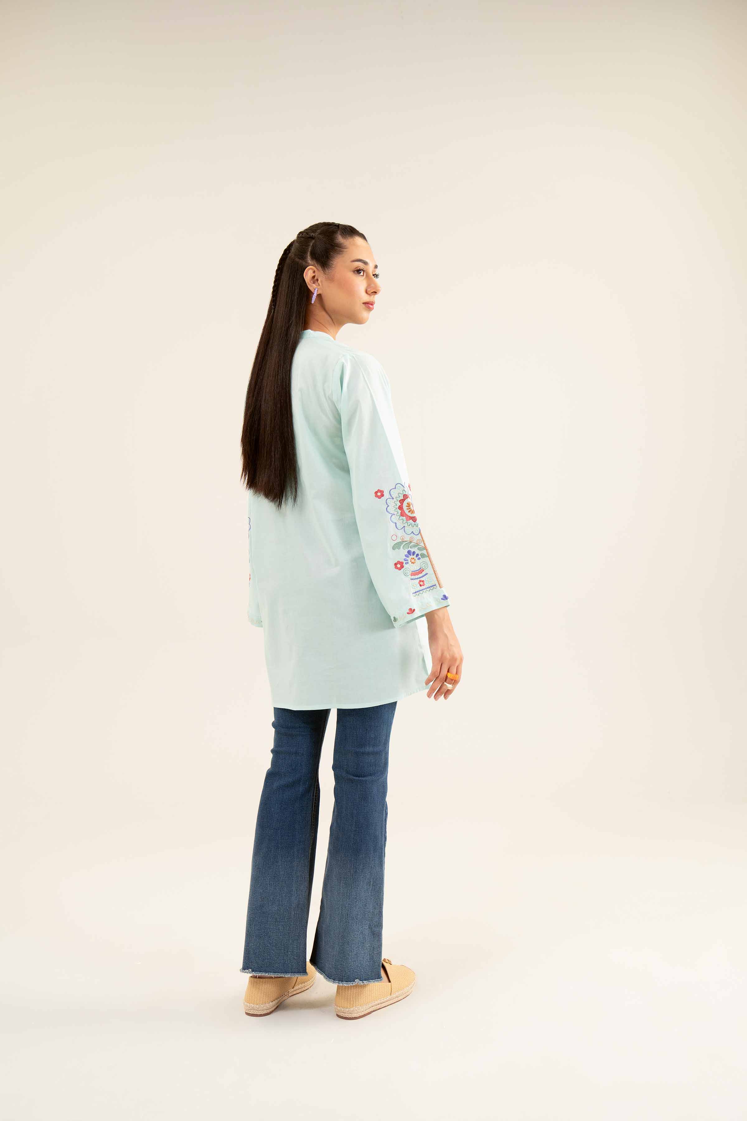 NishatUK - Blue Embroidered Cambric 1-piece ready to wear Tunic