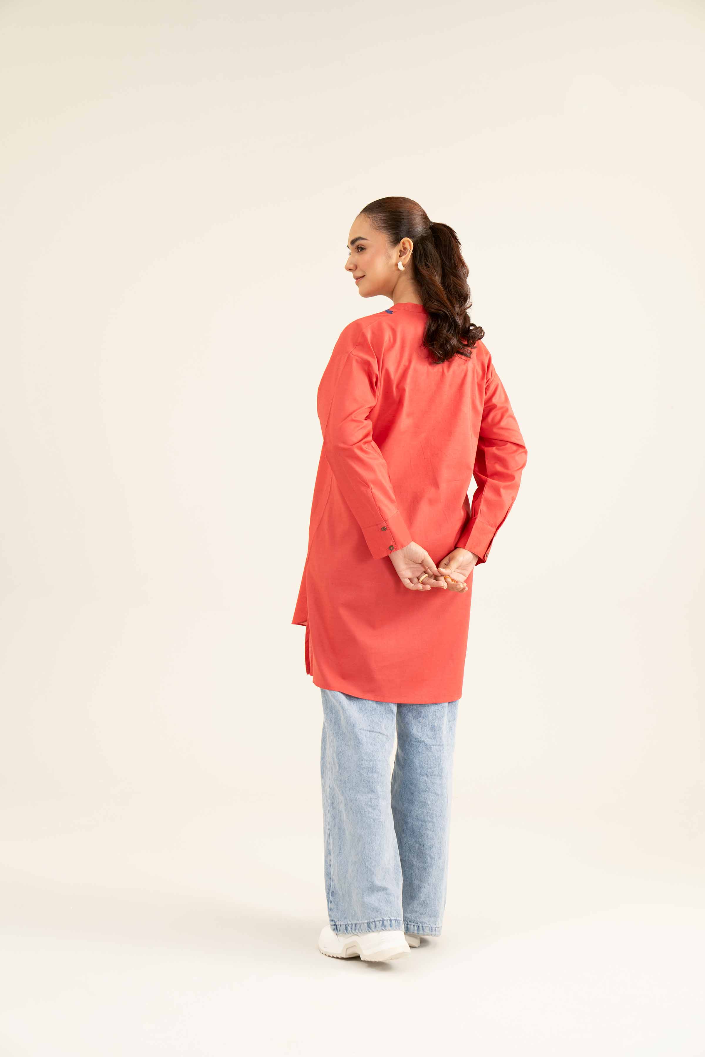 NishatUK - Red Embroidered Lawn 1-piece ready to wear Tunic