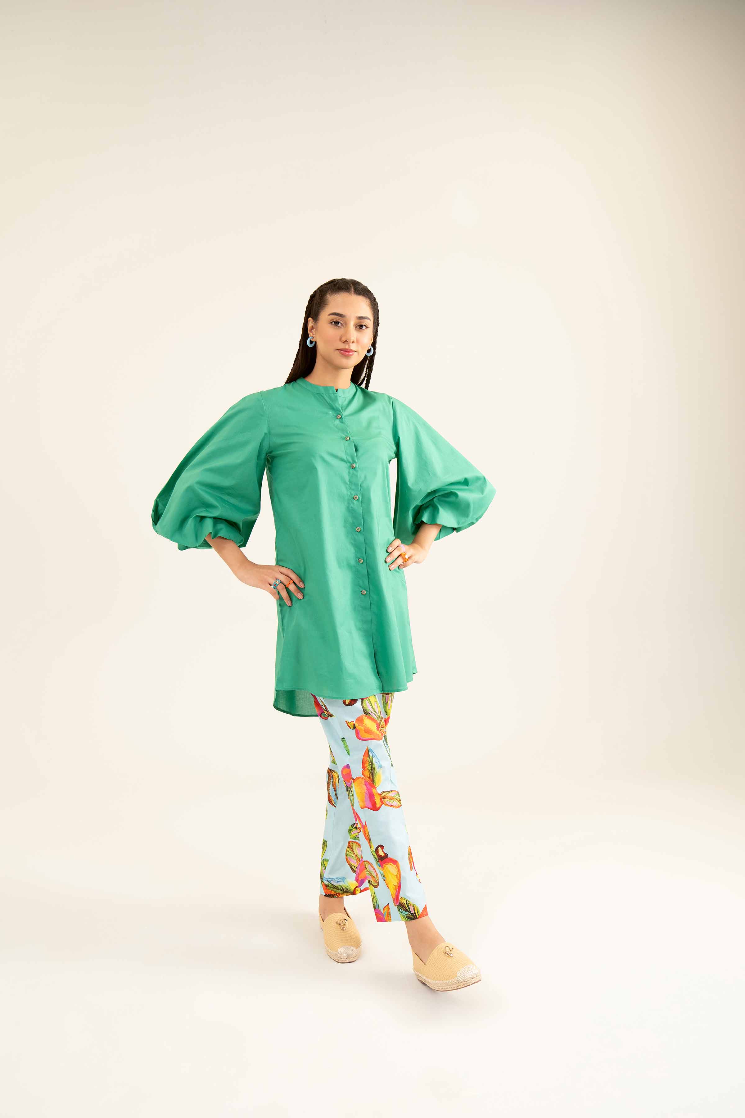 NishatUK - Brown Printed Cambric 2-piece ready to wear Dress