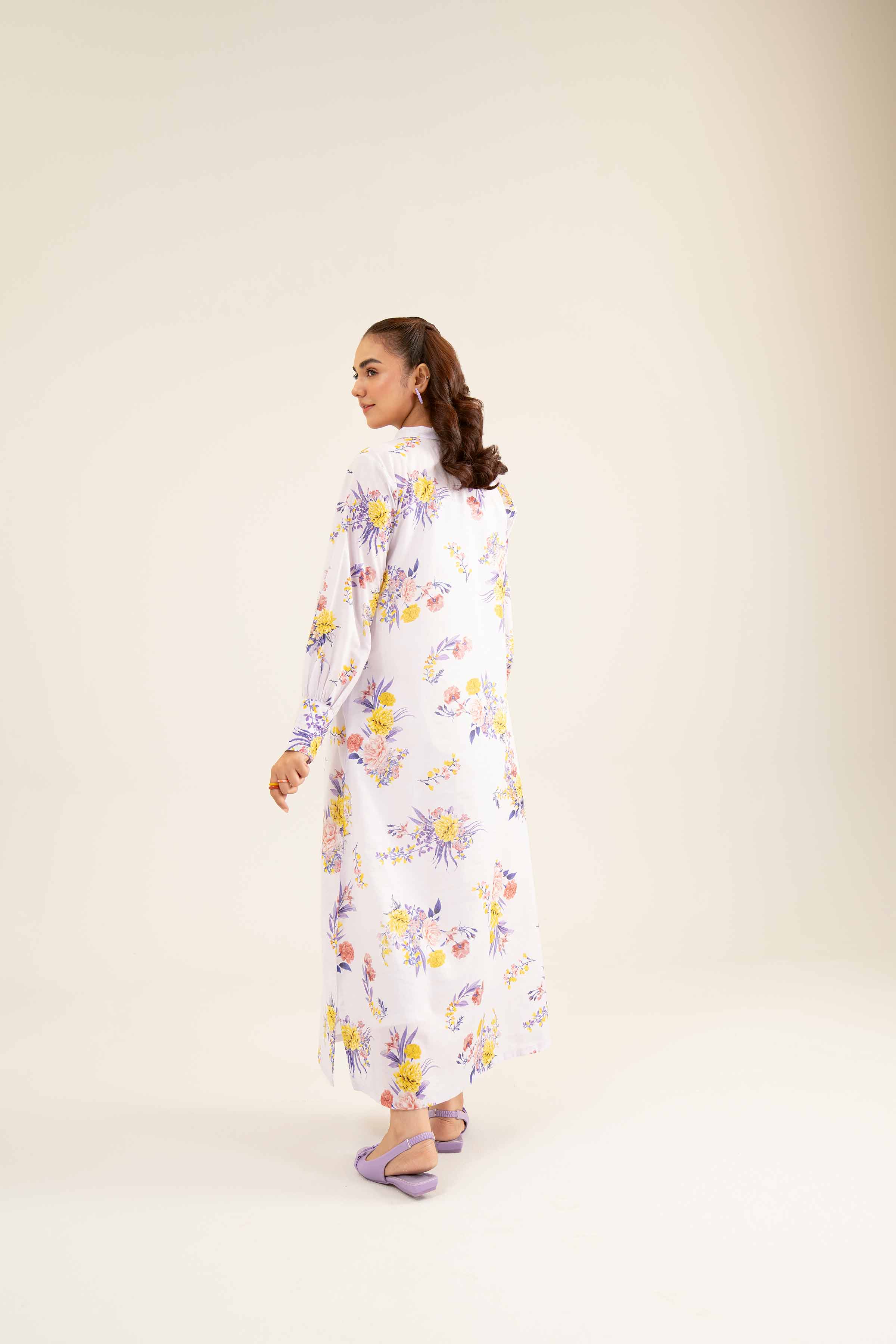 NishatUK - Brown Printed Lawn 1-piece ready to wear Long Dress