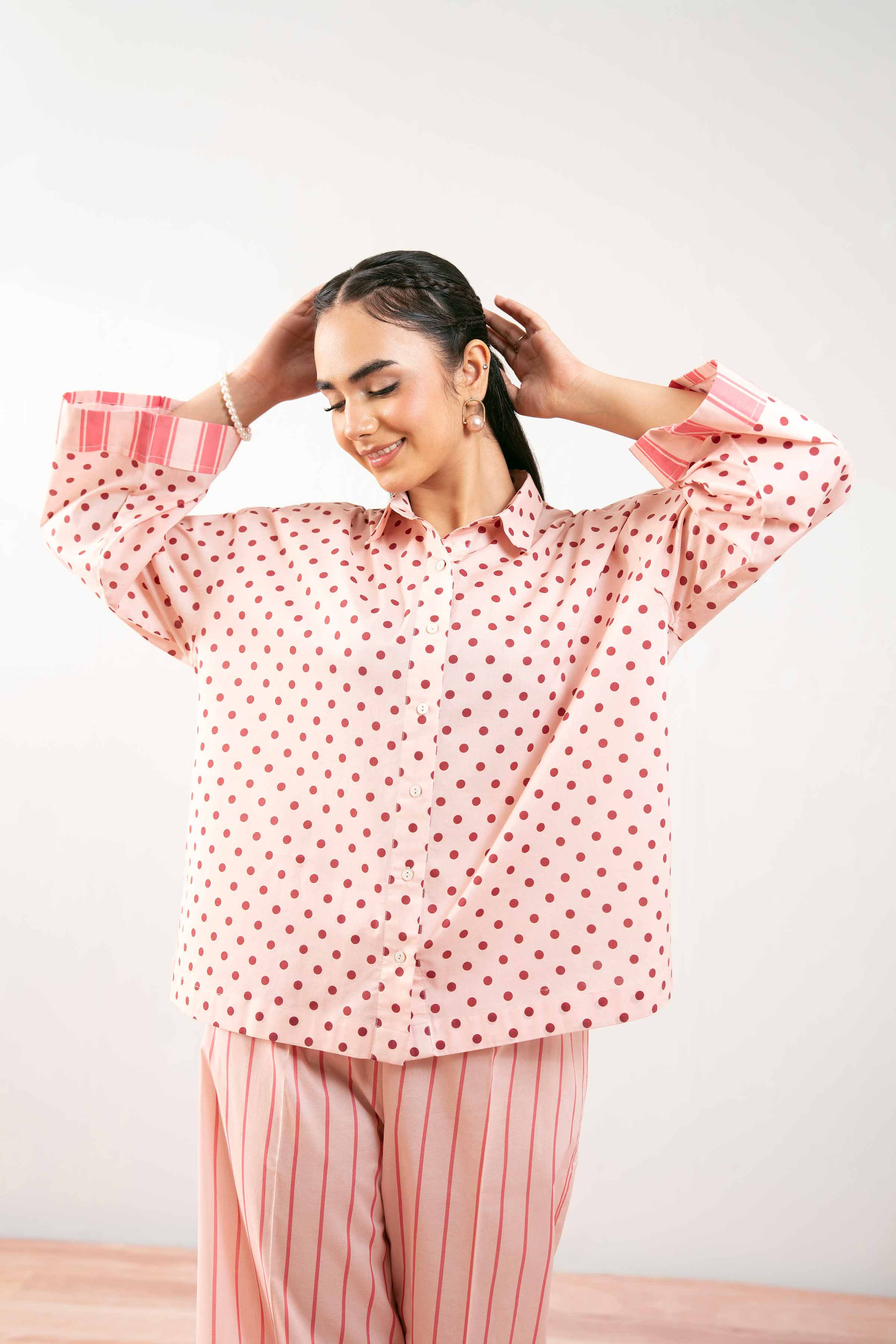 NishatUK - Peach Printed Cambric 2-piece ready to wear Dress