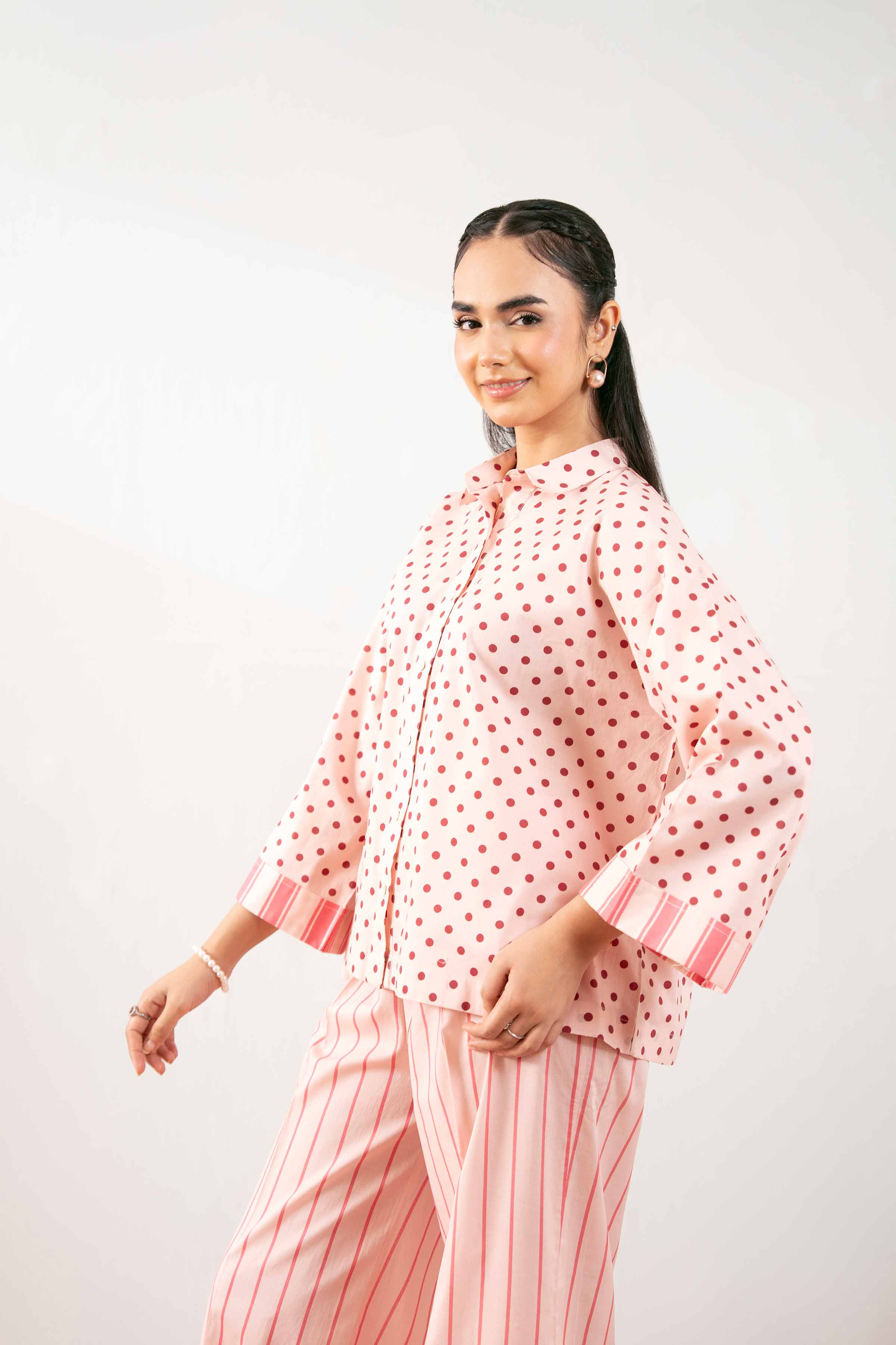 NishatUK - Peach Printed Cambric 2-piece ready to wear Dress