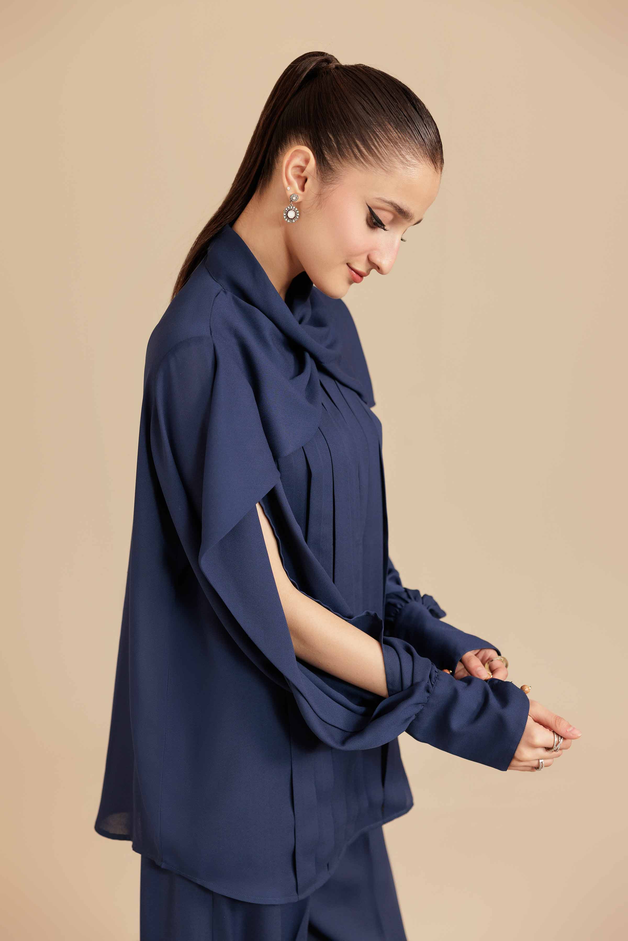 NishatUK - Blue Solids Georgette 2-piece ready to wear Dress