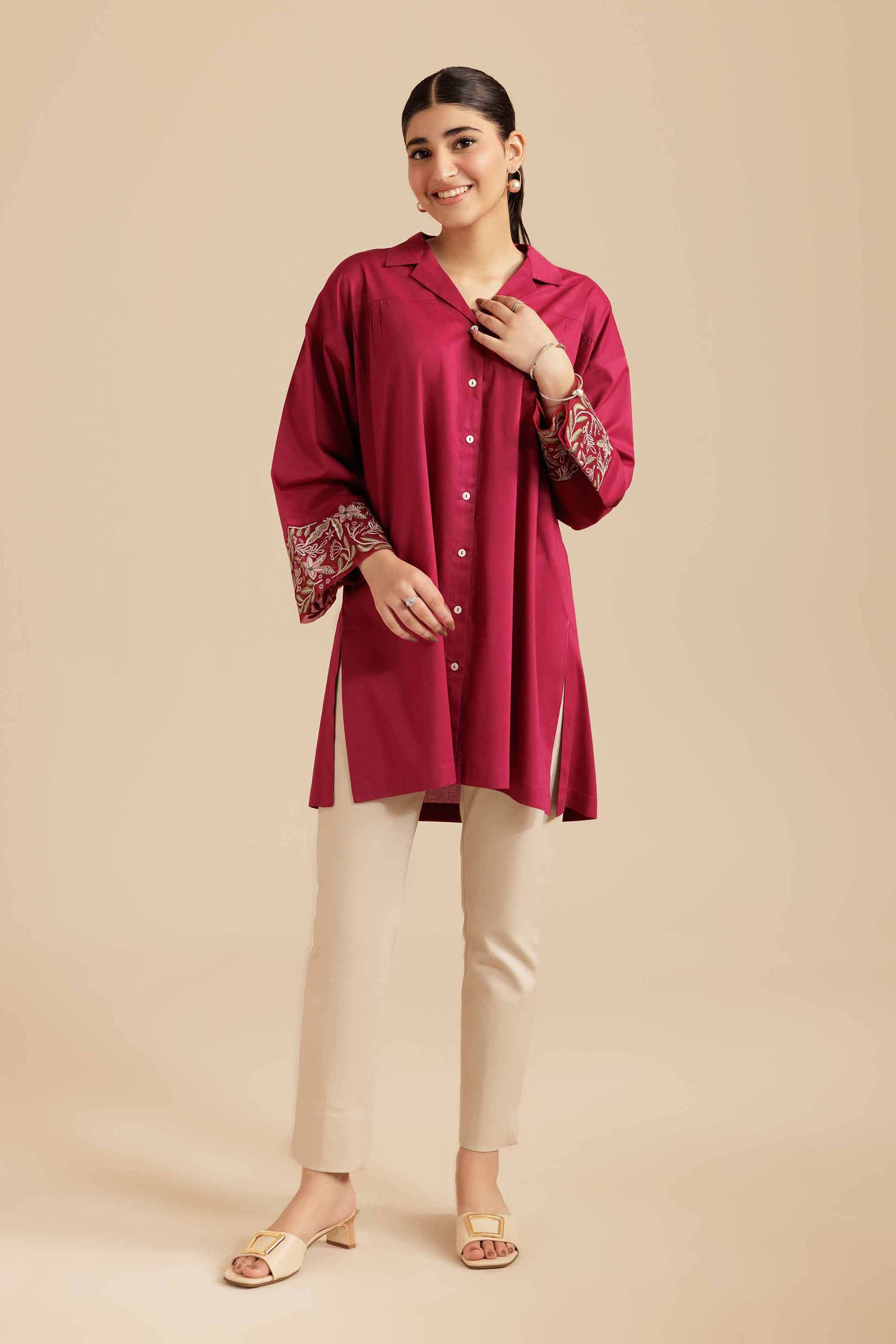 NishatUK - Purple Embroidered Cambric 1-piece ready to wear Shirt
