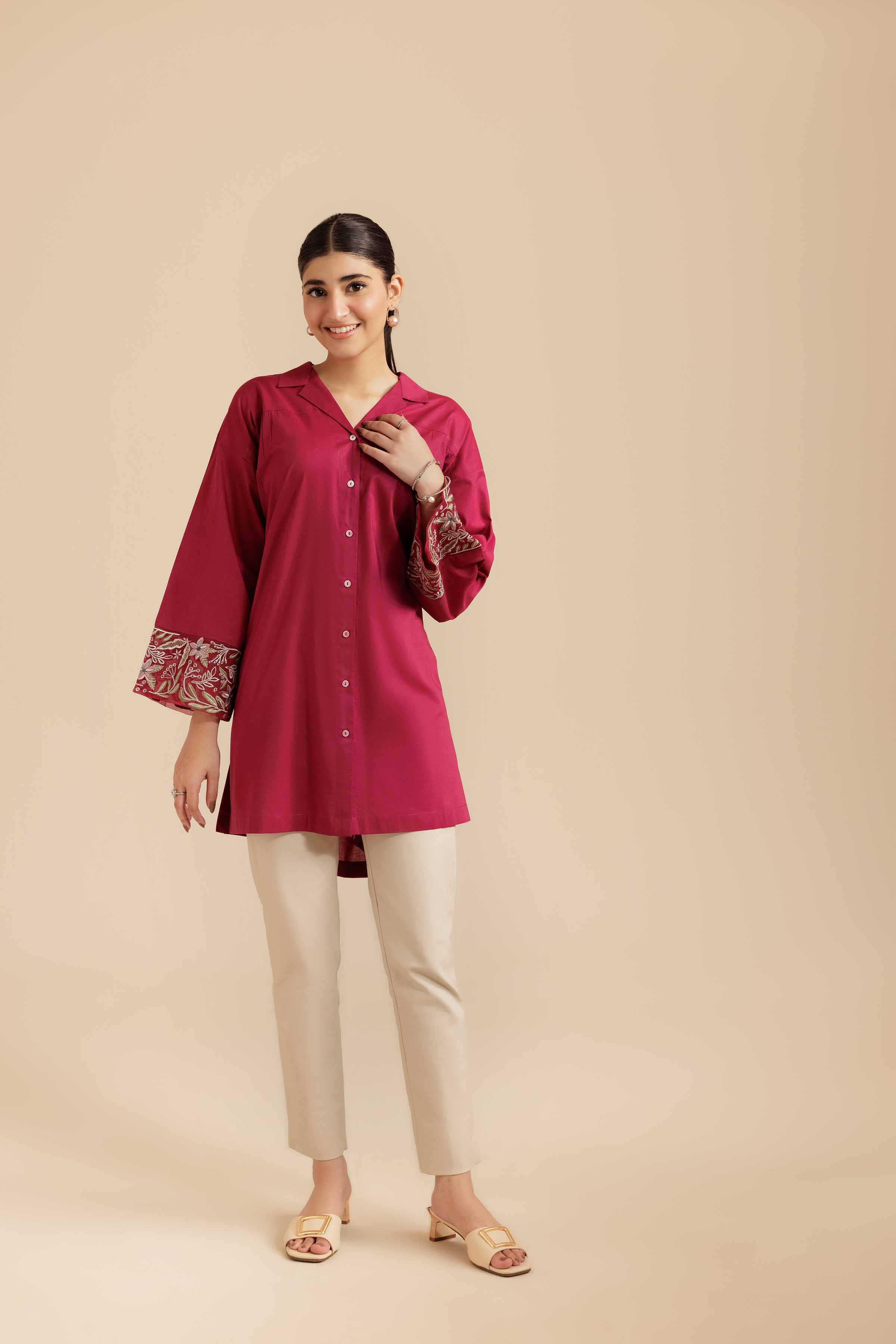 NishatUK - Purple Embroidered Cambric 1-piece ready to wear Shirt