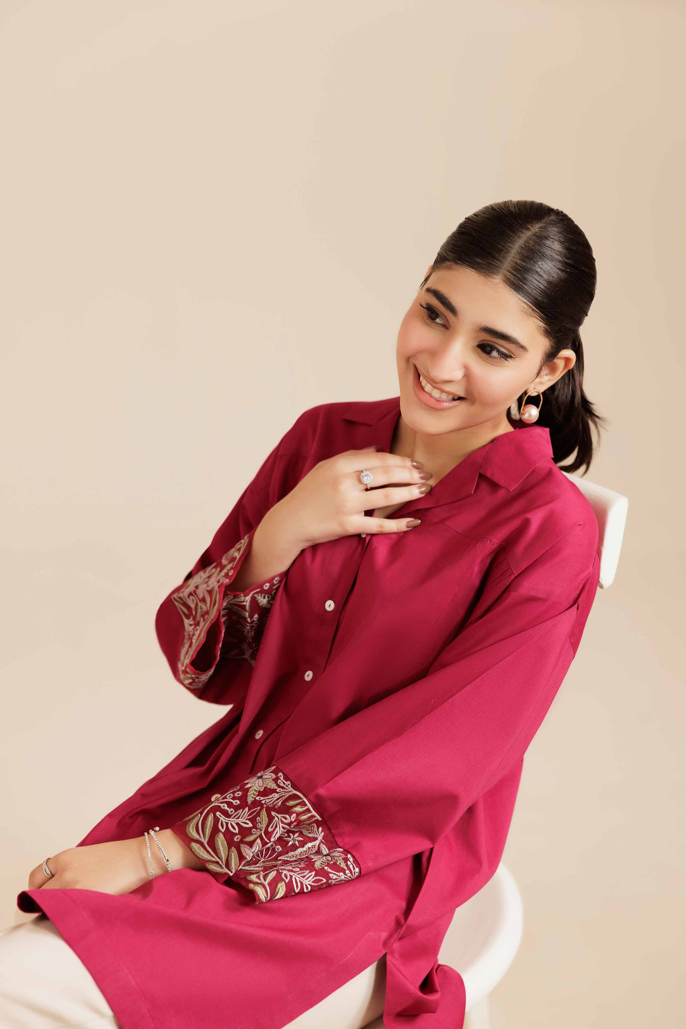 NishatUK - Purple Embroidered Cambric 1-piece ready to wear Shirt