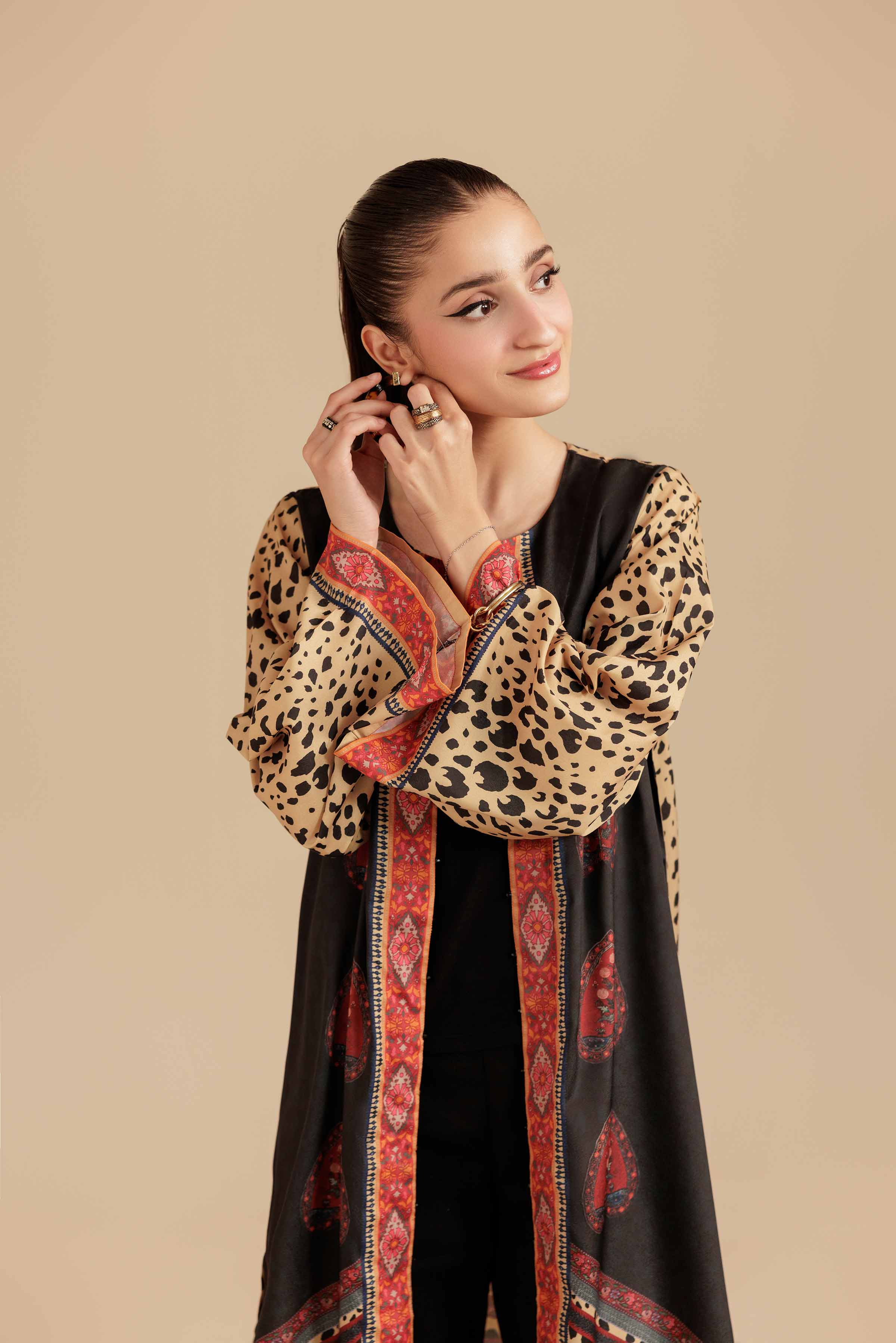 NishatUK - Black Grip Silk 1-piece ready to wear Jacket
