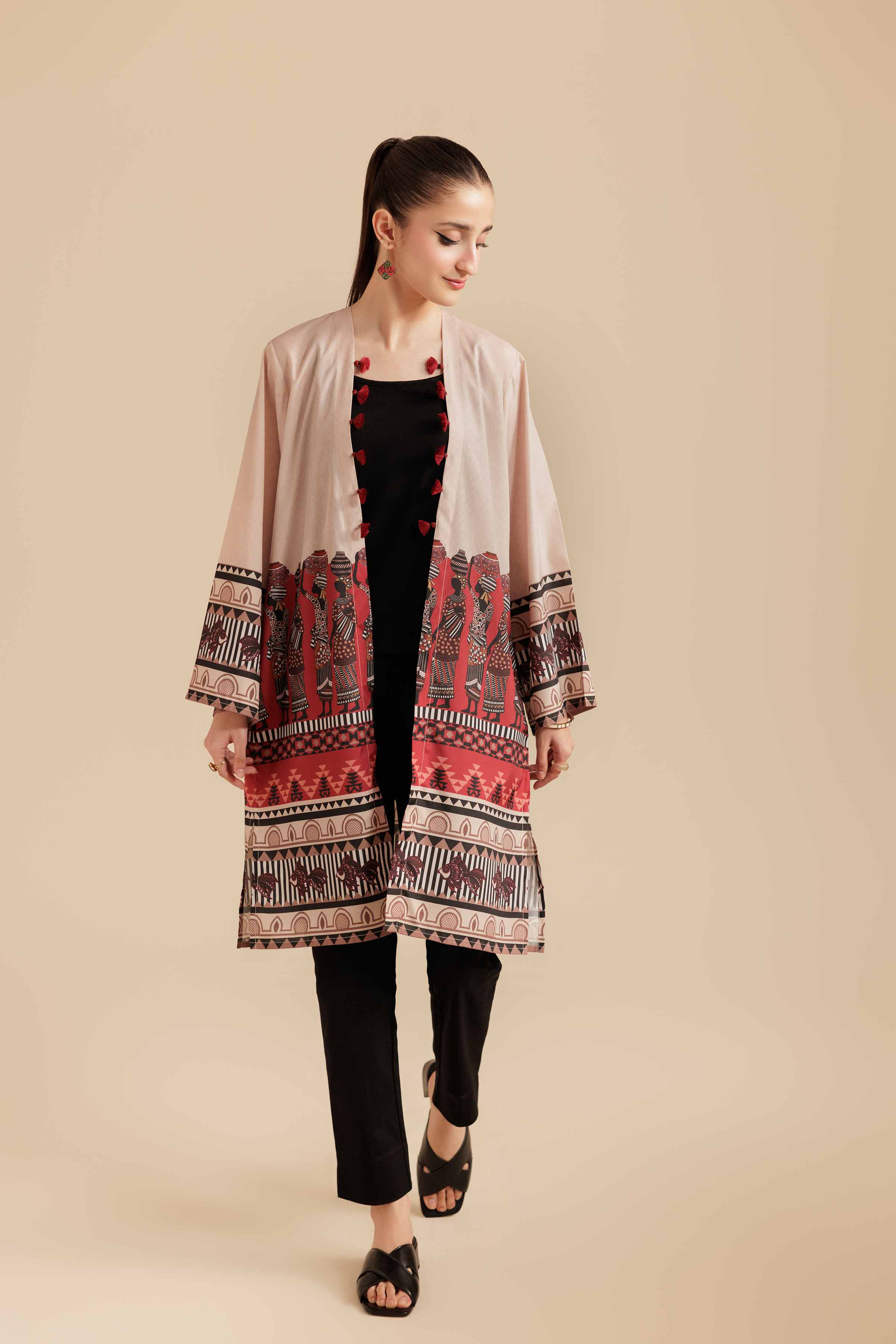 NishatUK - Beige Grip Silk 1-piece ready to wear Jacket