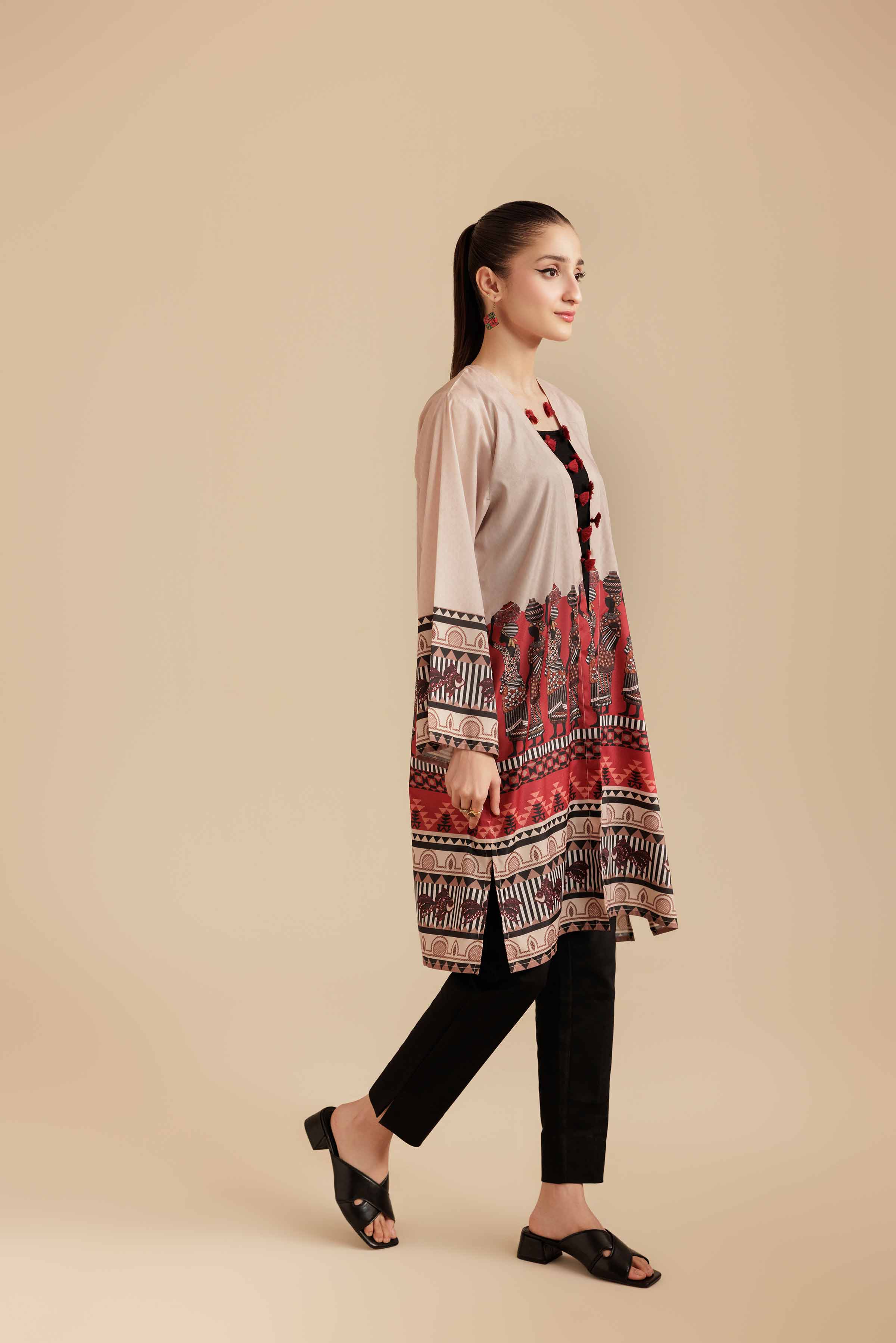NishatUK - Beige Grip Silk 1-piece ready to wear Jacket