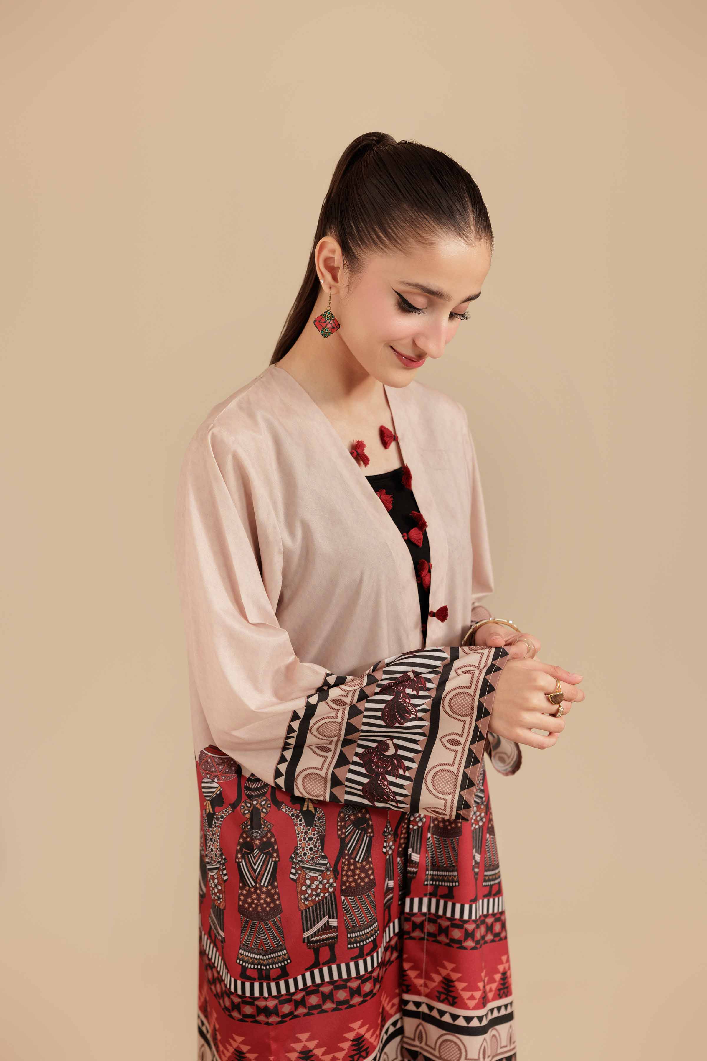 NishatUK - Beige Grip Silk 1-piece ready to wear Jacket