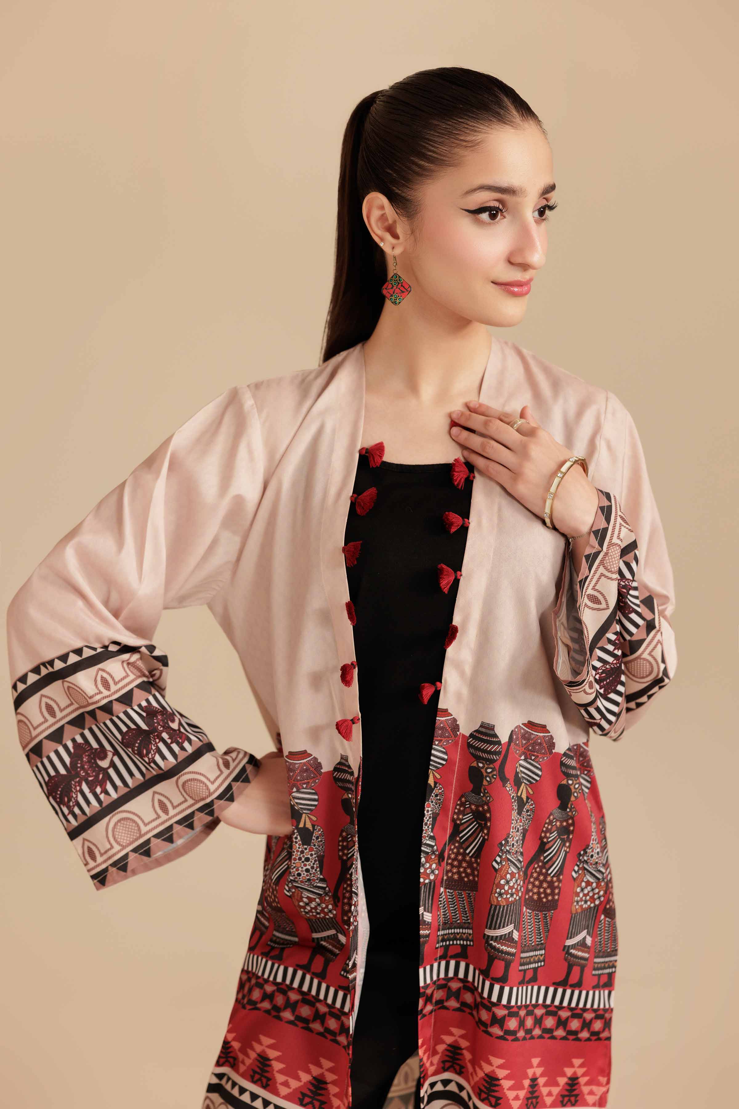 NishatUK - Beige Grip Silk 1-piece ready to wear Jacket