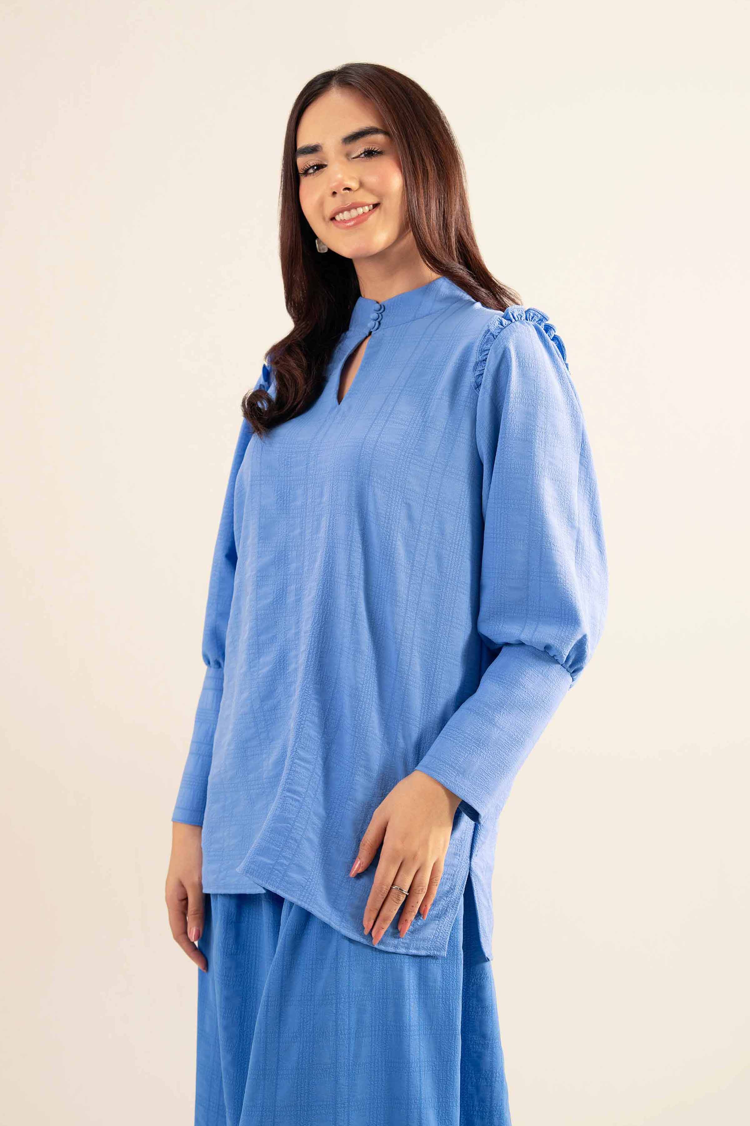 NishatUK - Blue Solids Cotton 2-piece ready to wear Dress