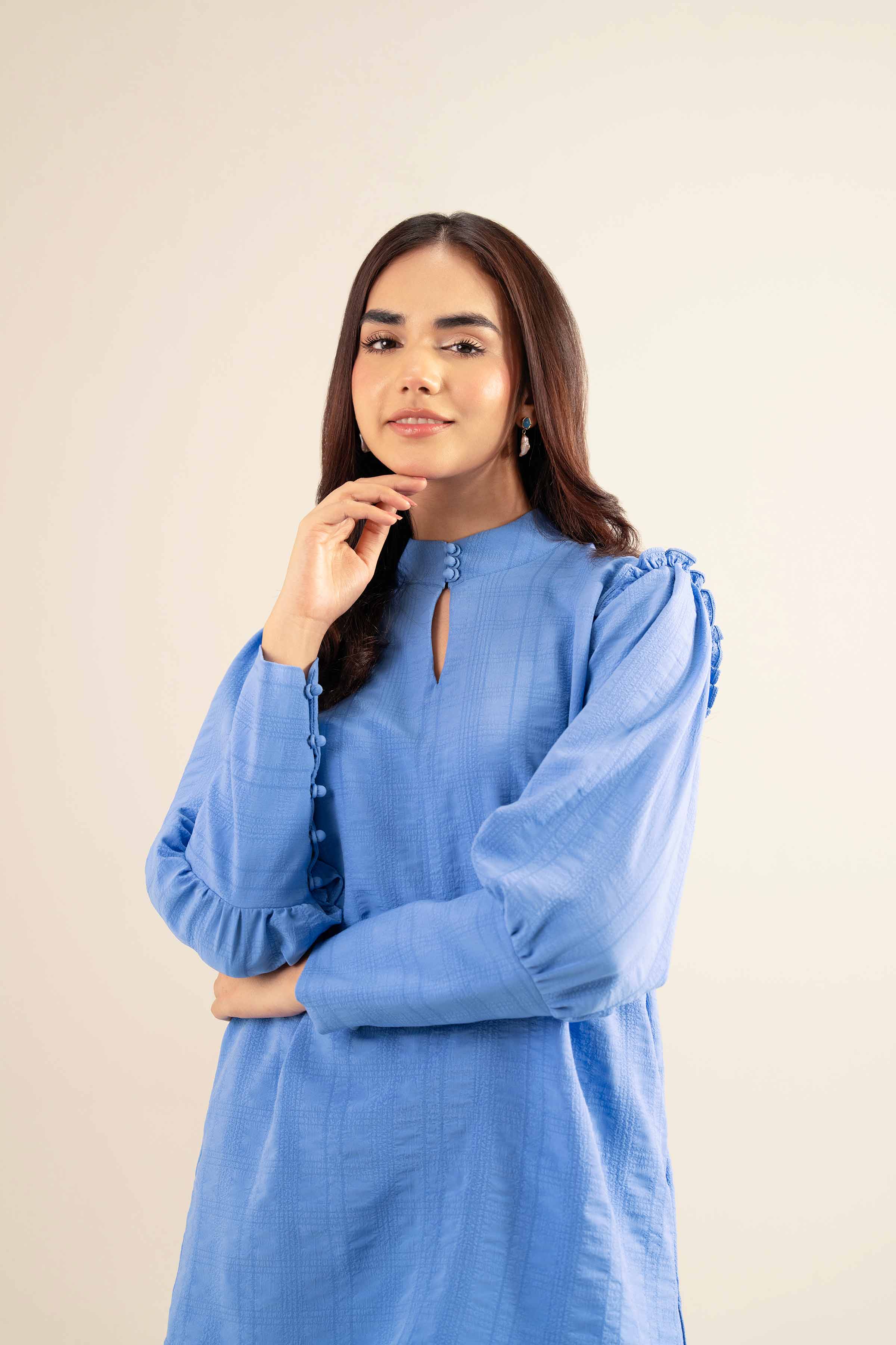 NishatUK - Blue Solids Cotton 2-piece ready to wear Dress