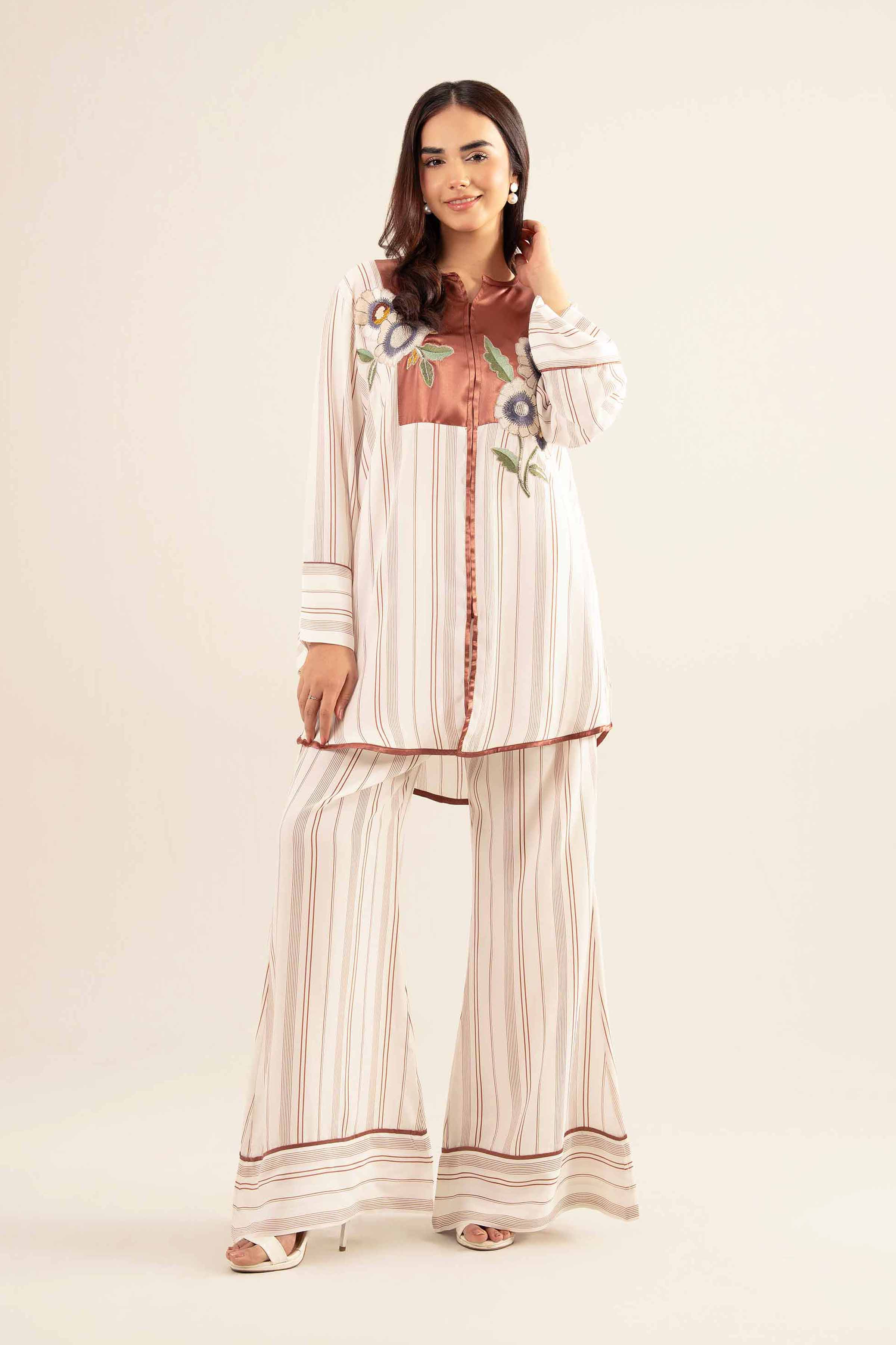NishatUK - Off White Embroidered Silk 2-piece ready to wear Dress