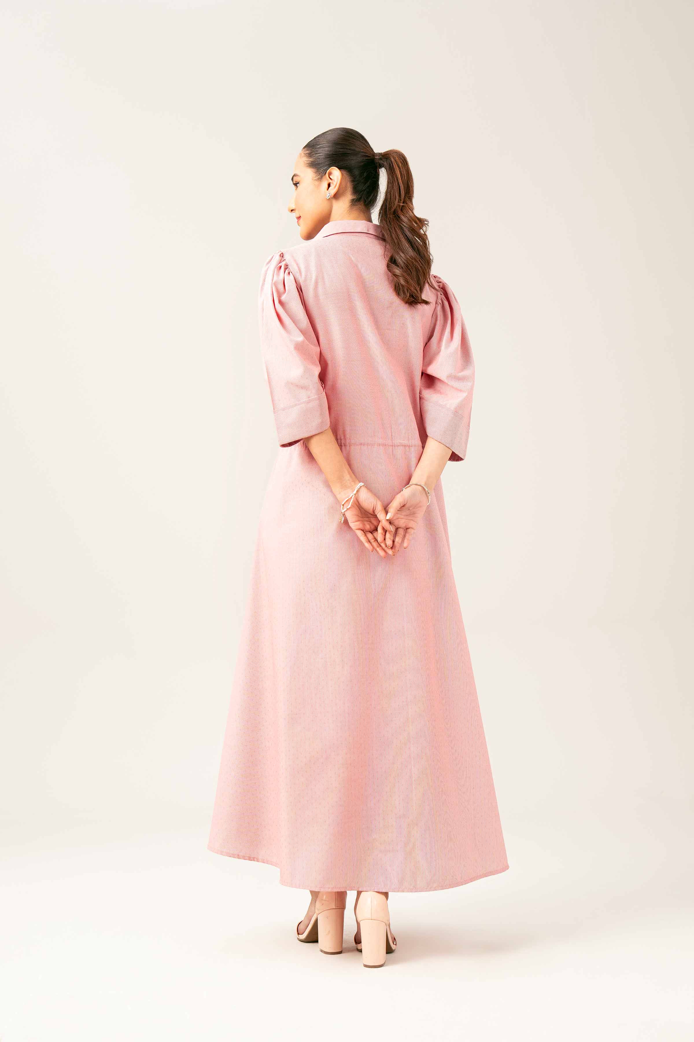 NishatUK - Brown Printed Yarn Dyed 1-piece ready to wear Long Dress