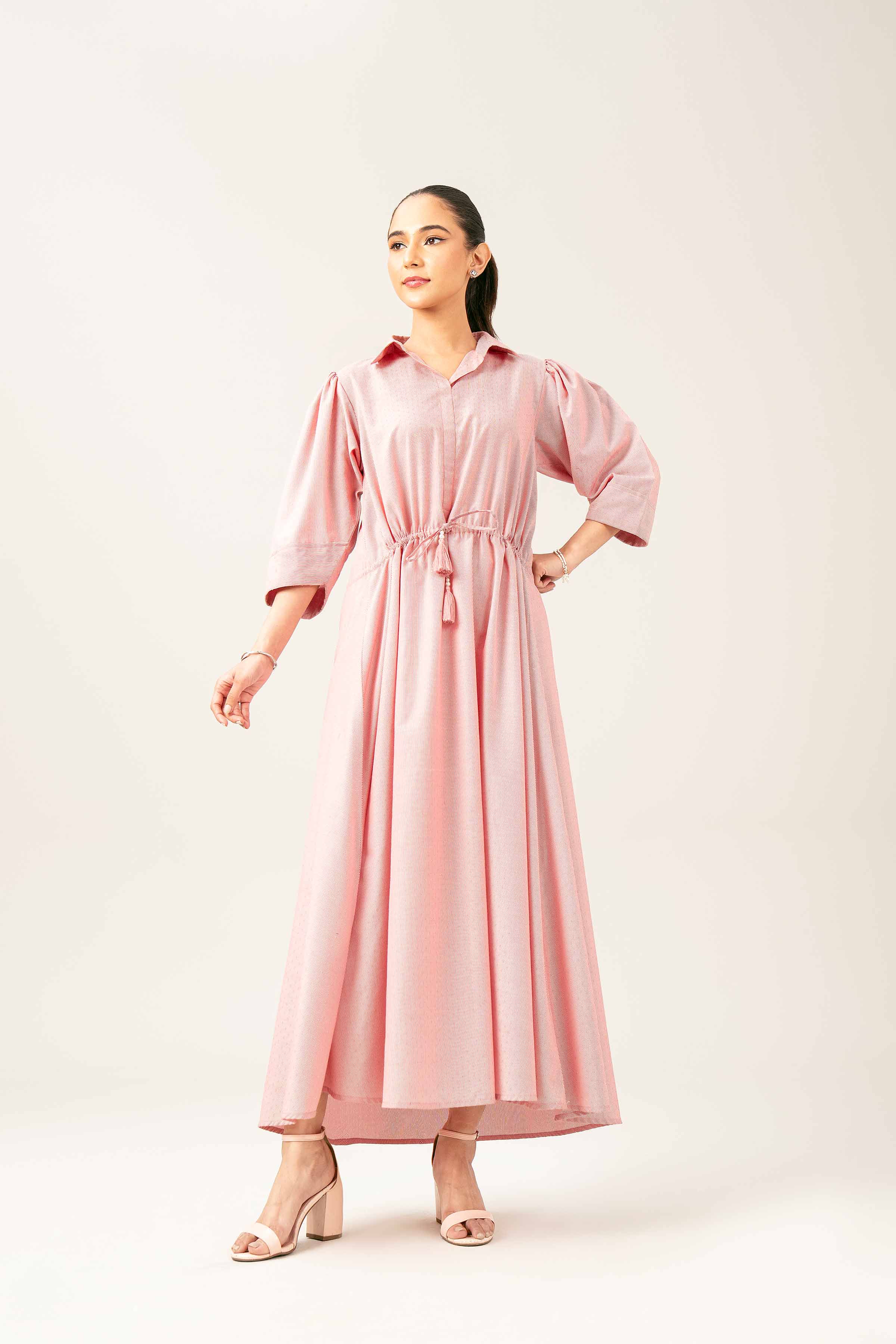 NishatUK - Brown Printed Yarn Dyed 1-piece ready to wear Long Dress