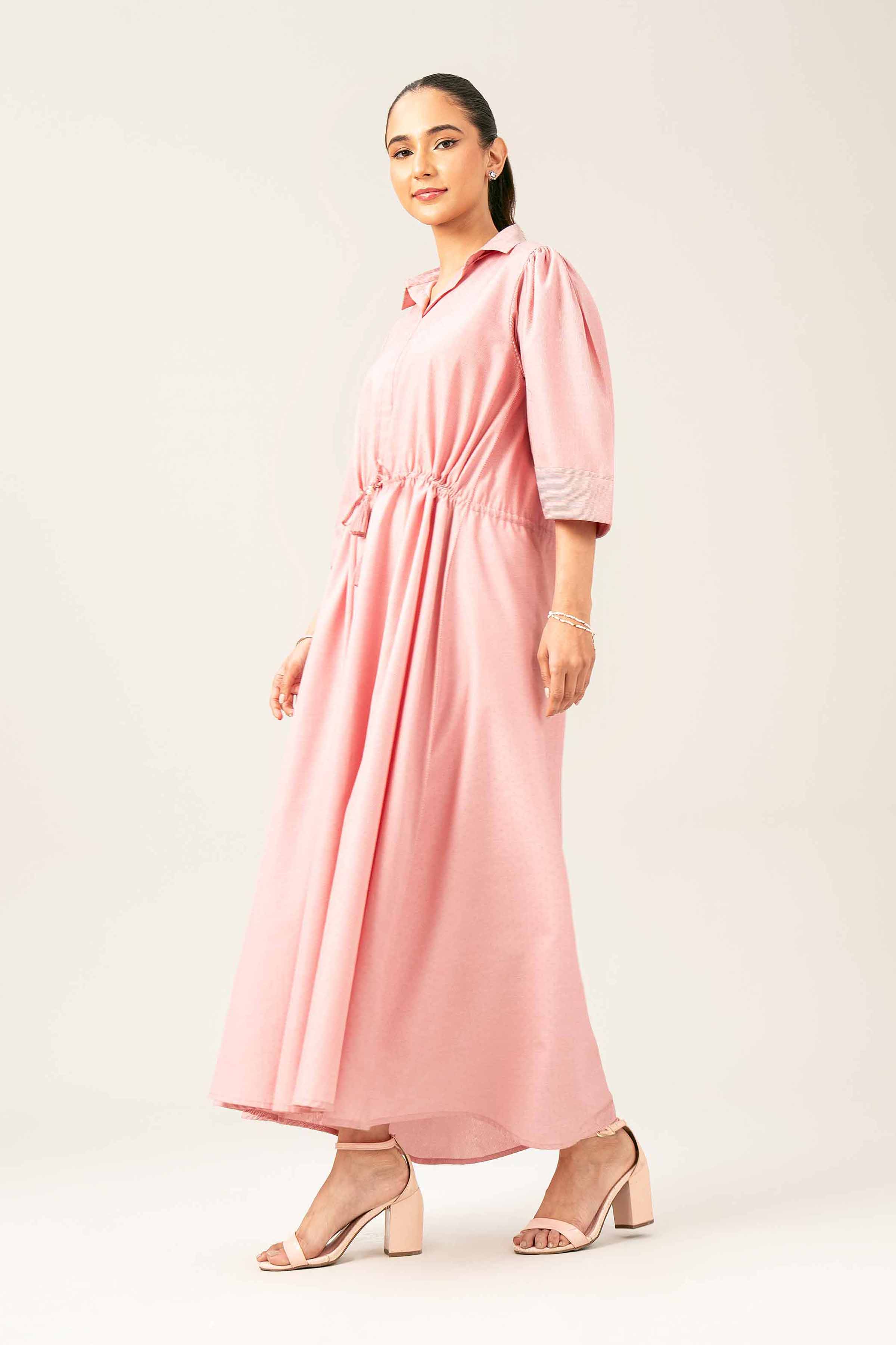 NishatUK - Brown Printed Yarn Dyed 1-piece ready to wear Long Dress