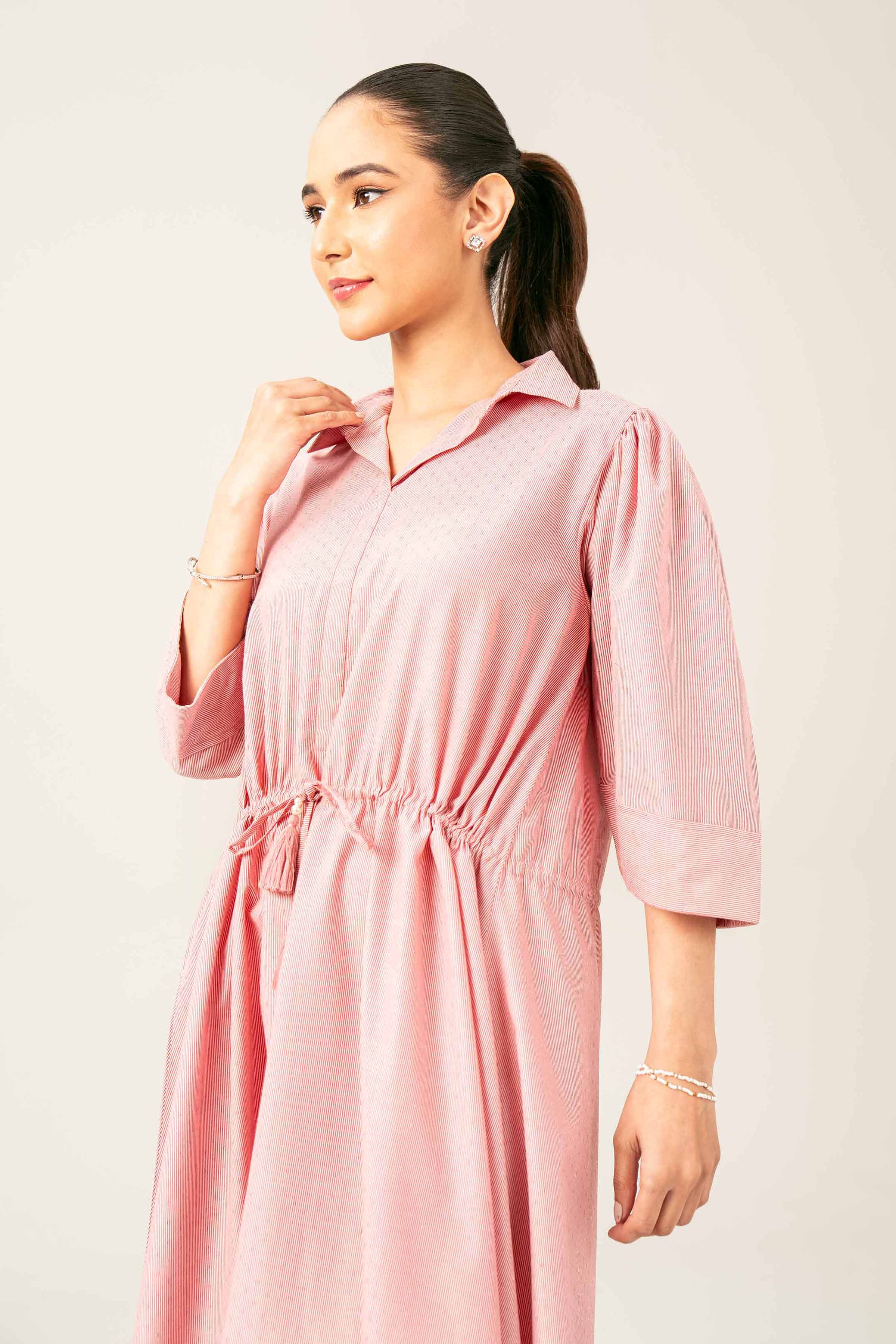 NishatUK - Brown Printed Yarn Dyed 1-piece ready to wear Long Dress