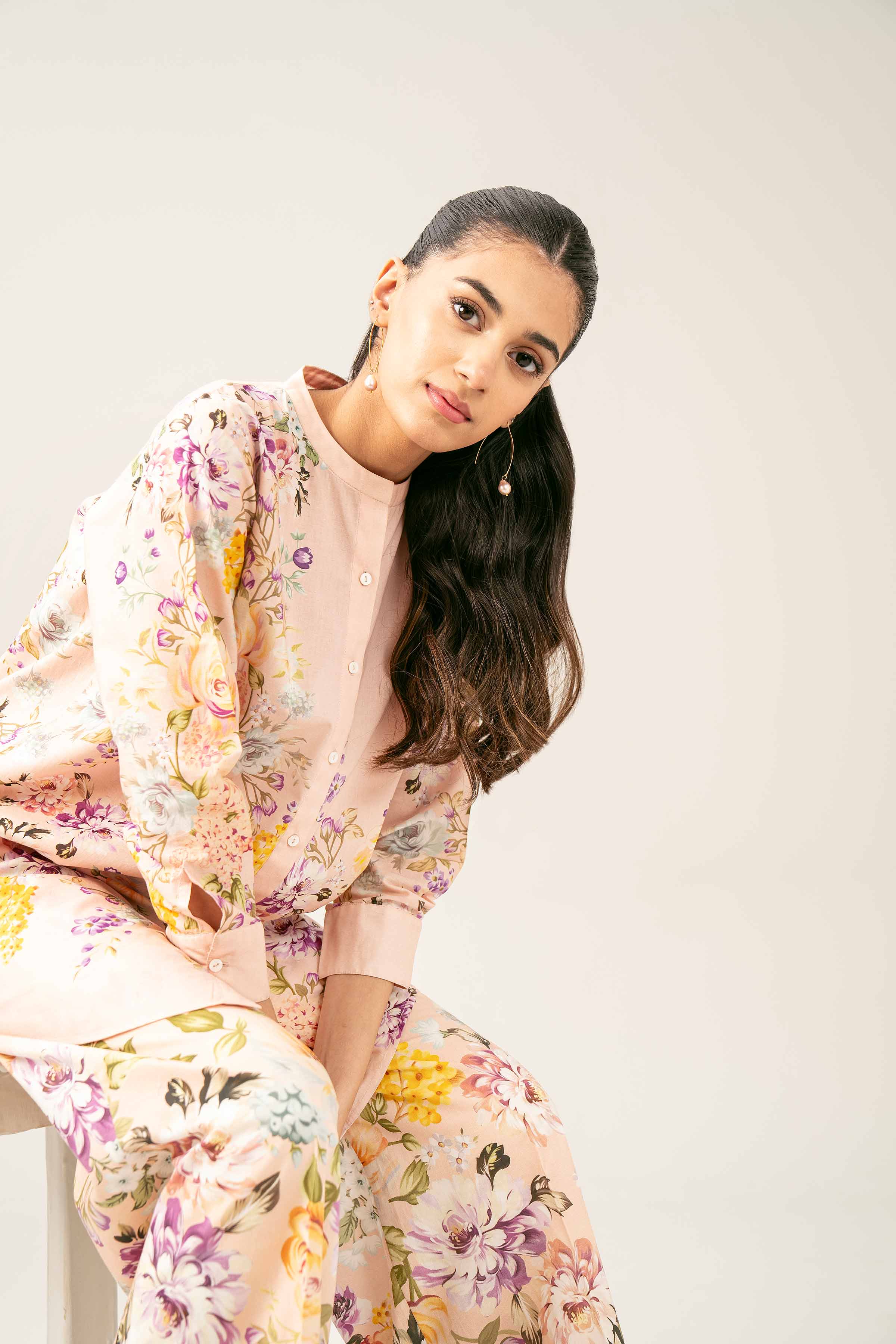 NishatUK - Brown Printed Cambric 2-piece ready to wear Dress