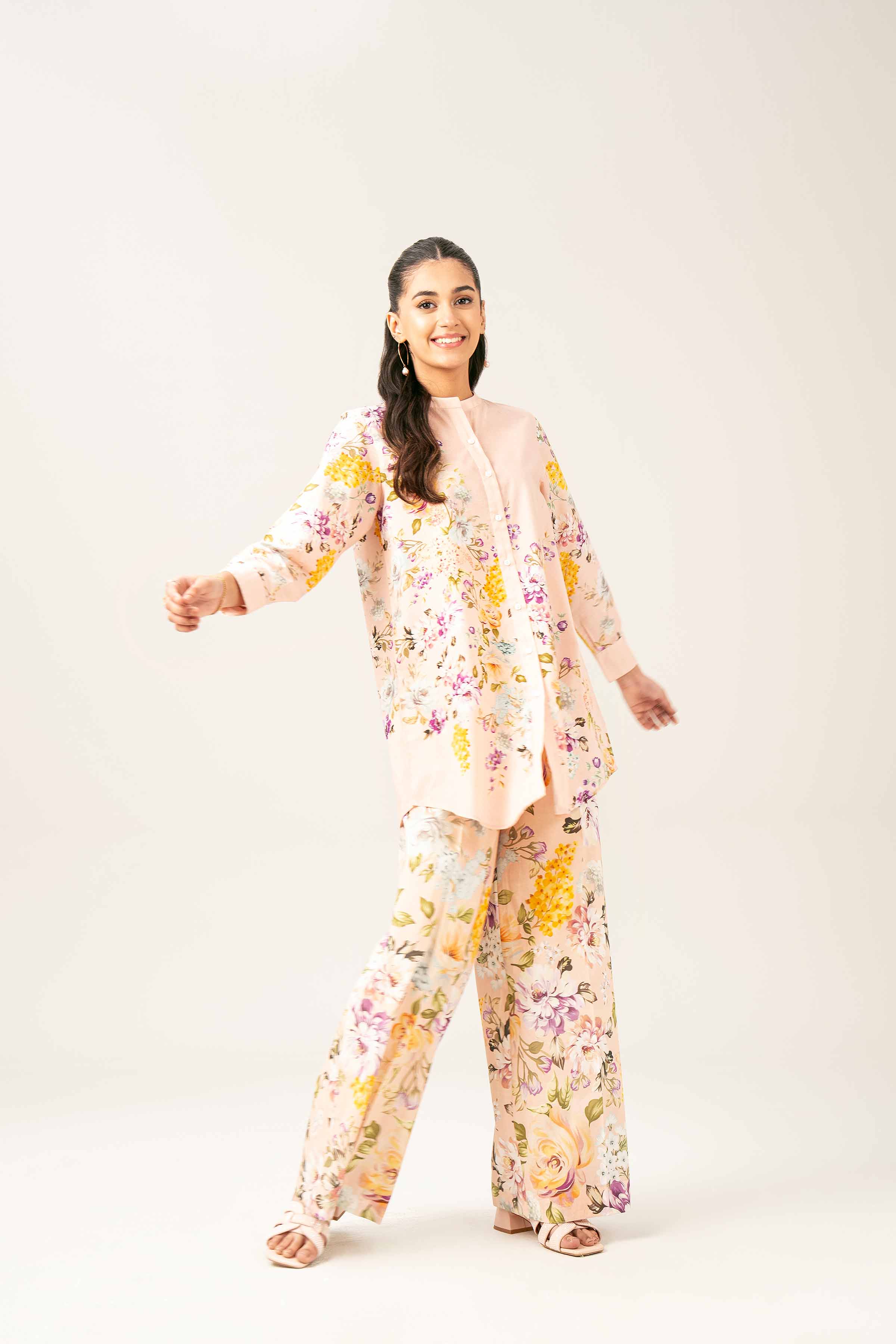 NishatUK - Brown Printed Cambric 2-piece ready to wear Dress