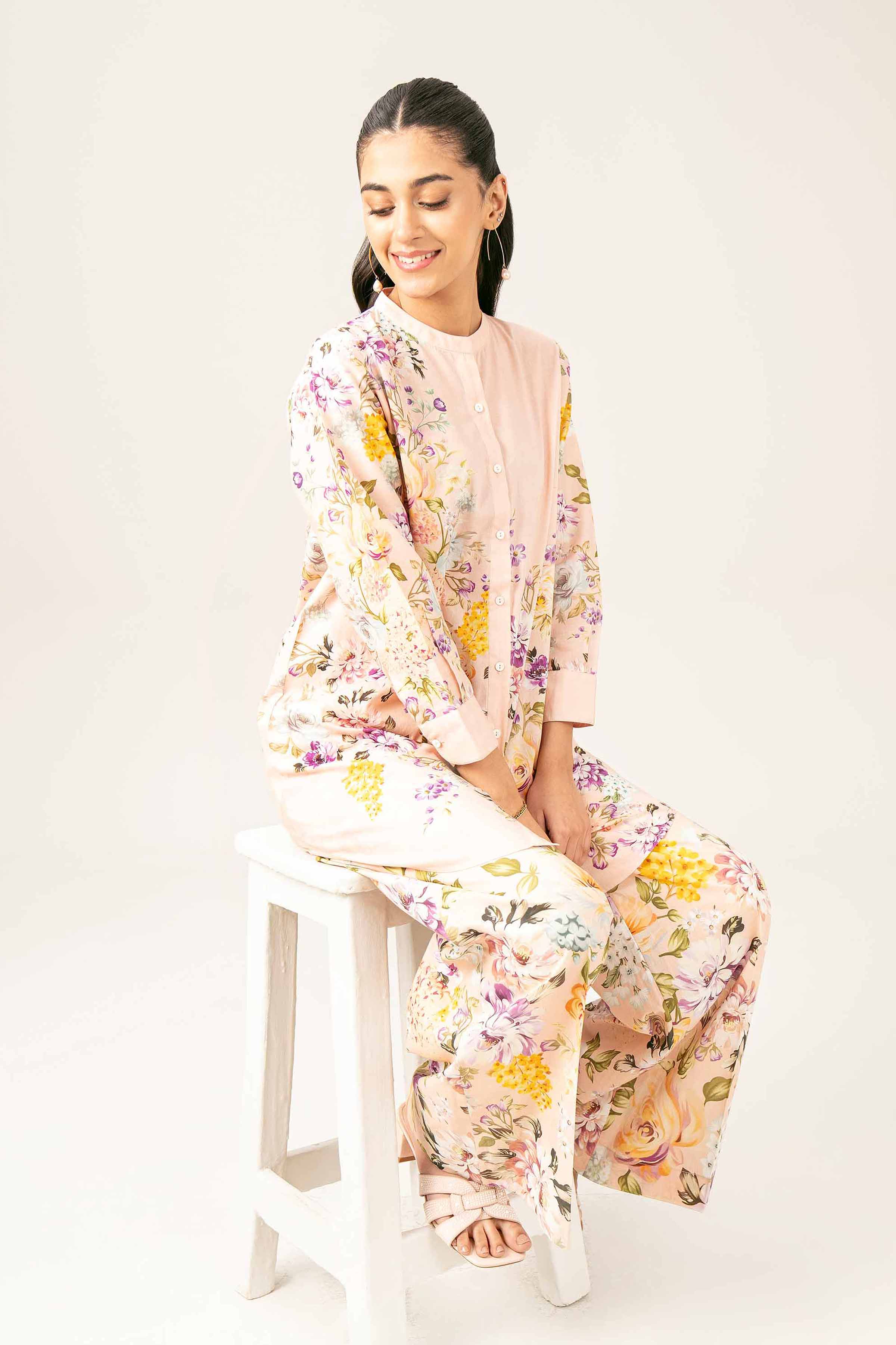 NishatUK - Brown Printed Cambric 2-piece ready to wear Dress