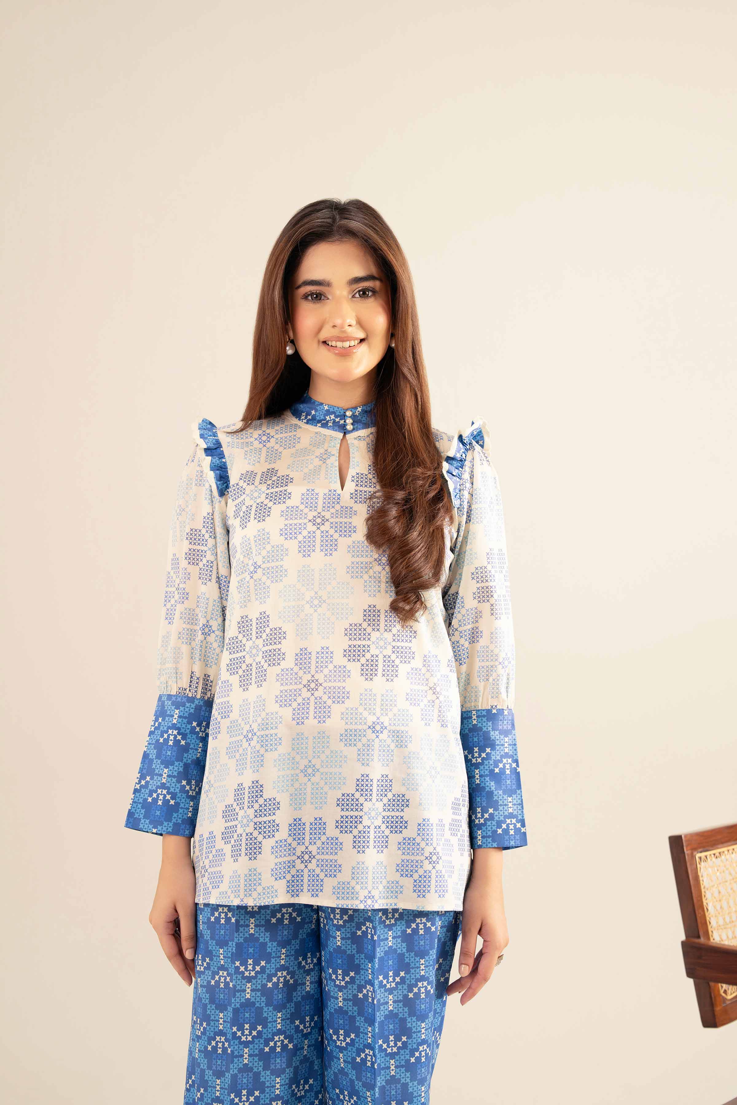 NishatUK - White Printed Cambric 2-piece ready to wear Dress
