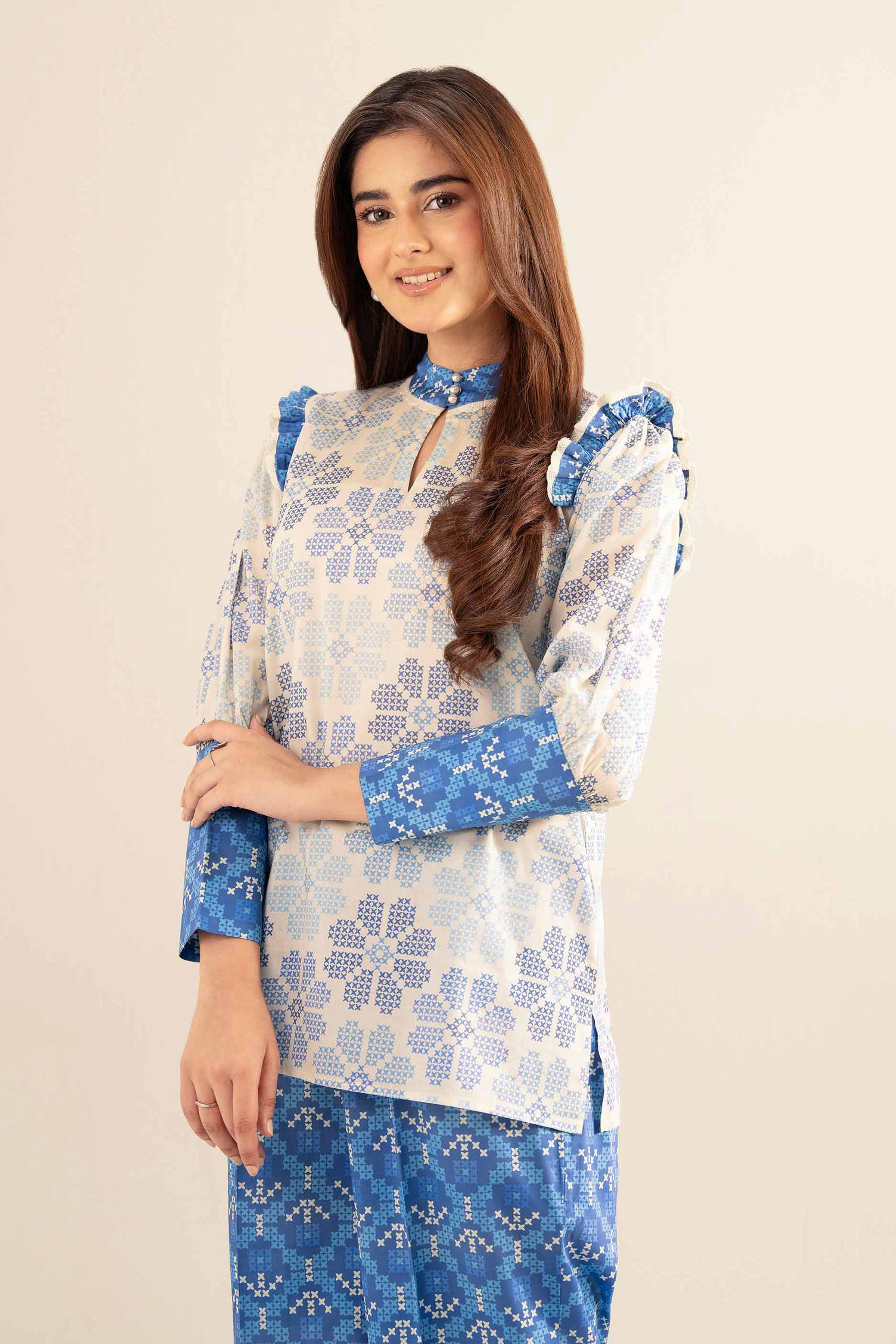 NishatUK - White Printed Cambric 2-piece ready to wear Dress