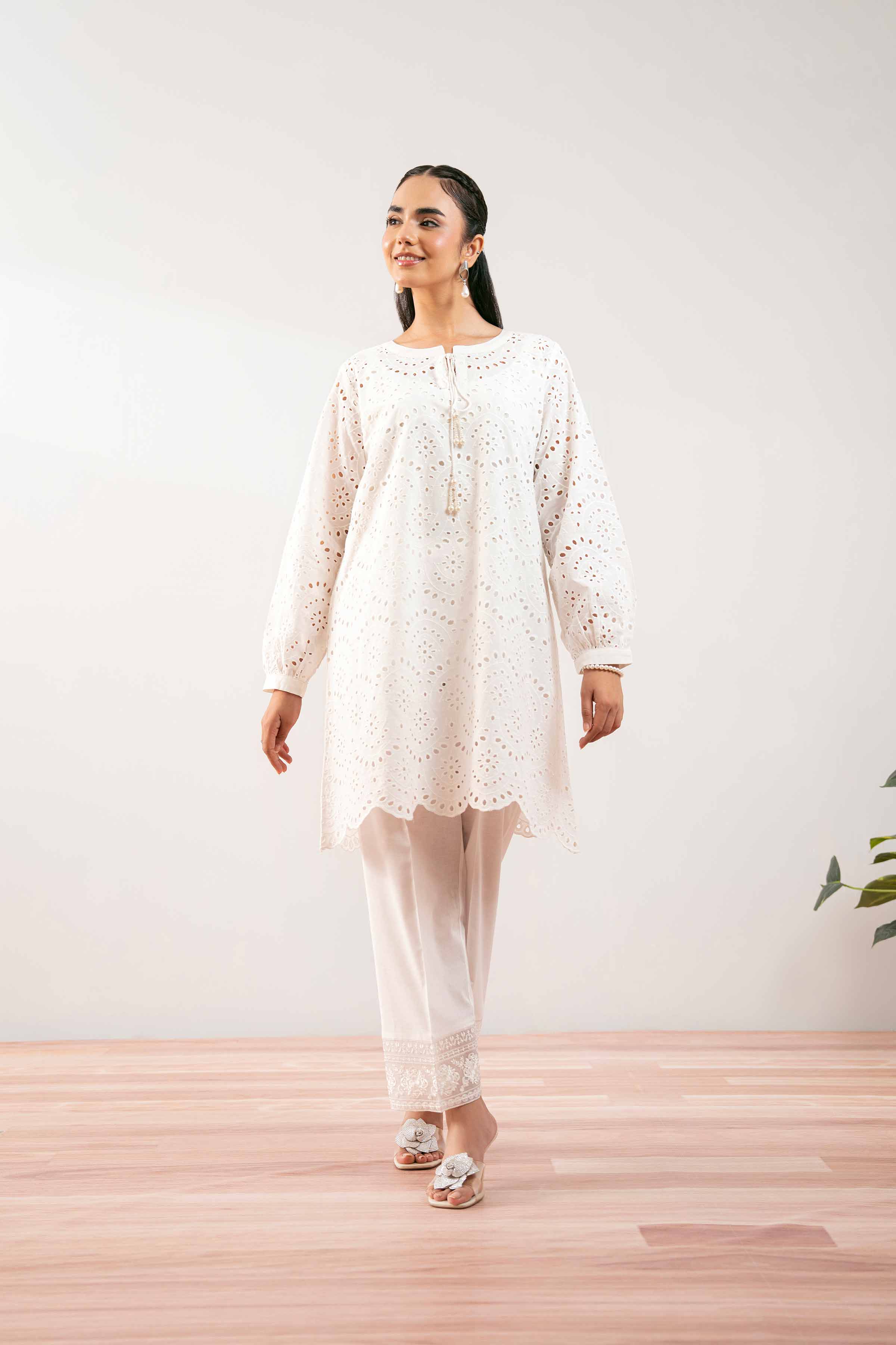 NishatUK - White Solids Chicken Kari 1-piece ready to wear Tunic
