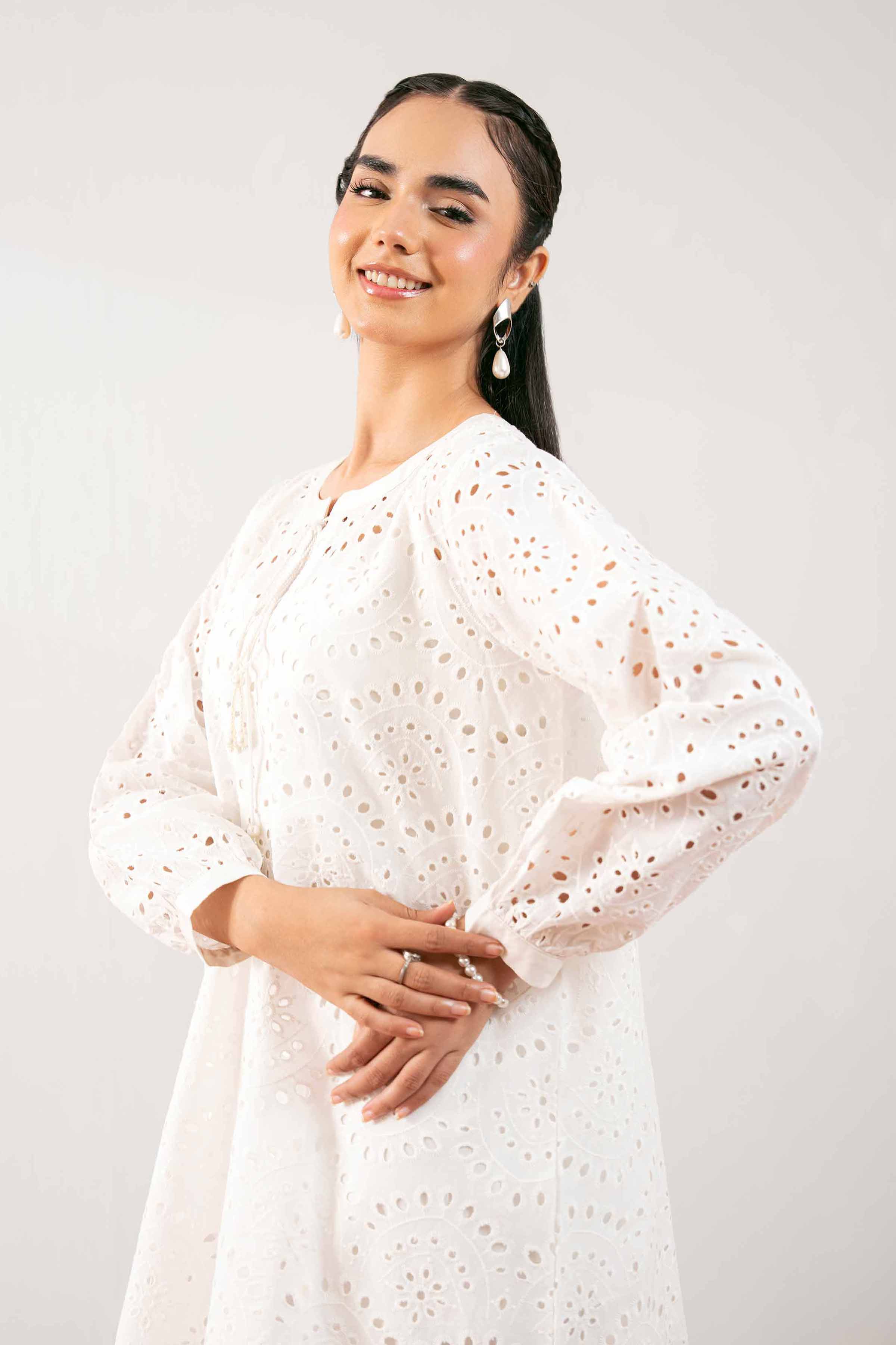 NishatUK - White Solids Chicken Kari 1-piece ready to wear Tunic
