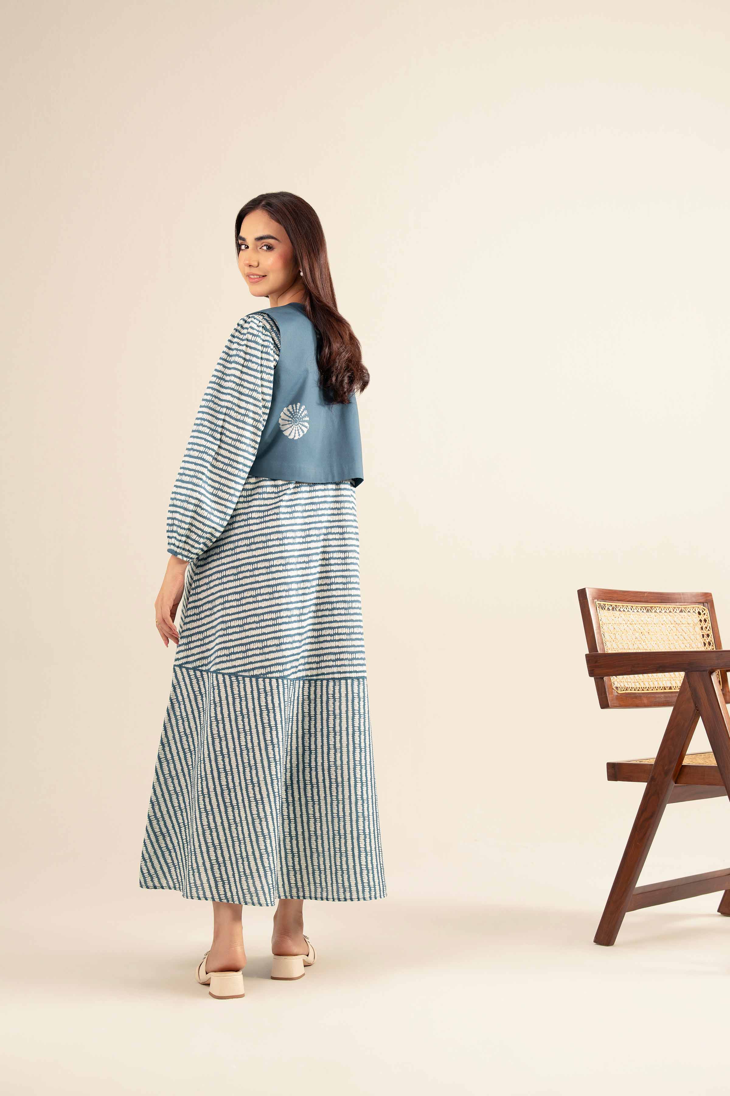 NishatUK - Blue Embroidered Cambric 2-piece ready to wear Dress